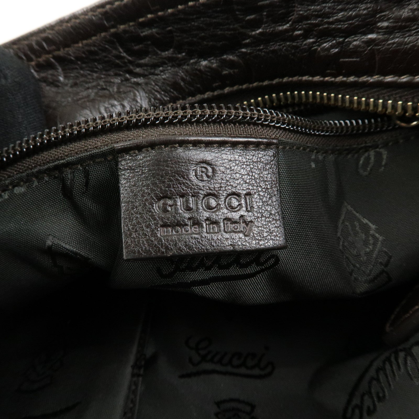 GUCCI Guccissima Leather Shoulder Bag Crossbody Bag Dark Brown