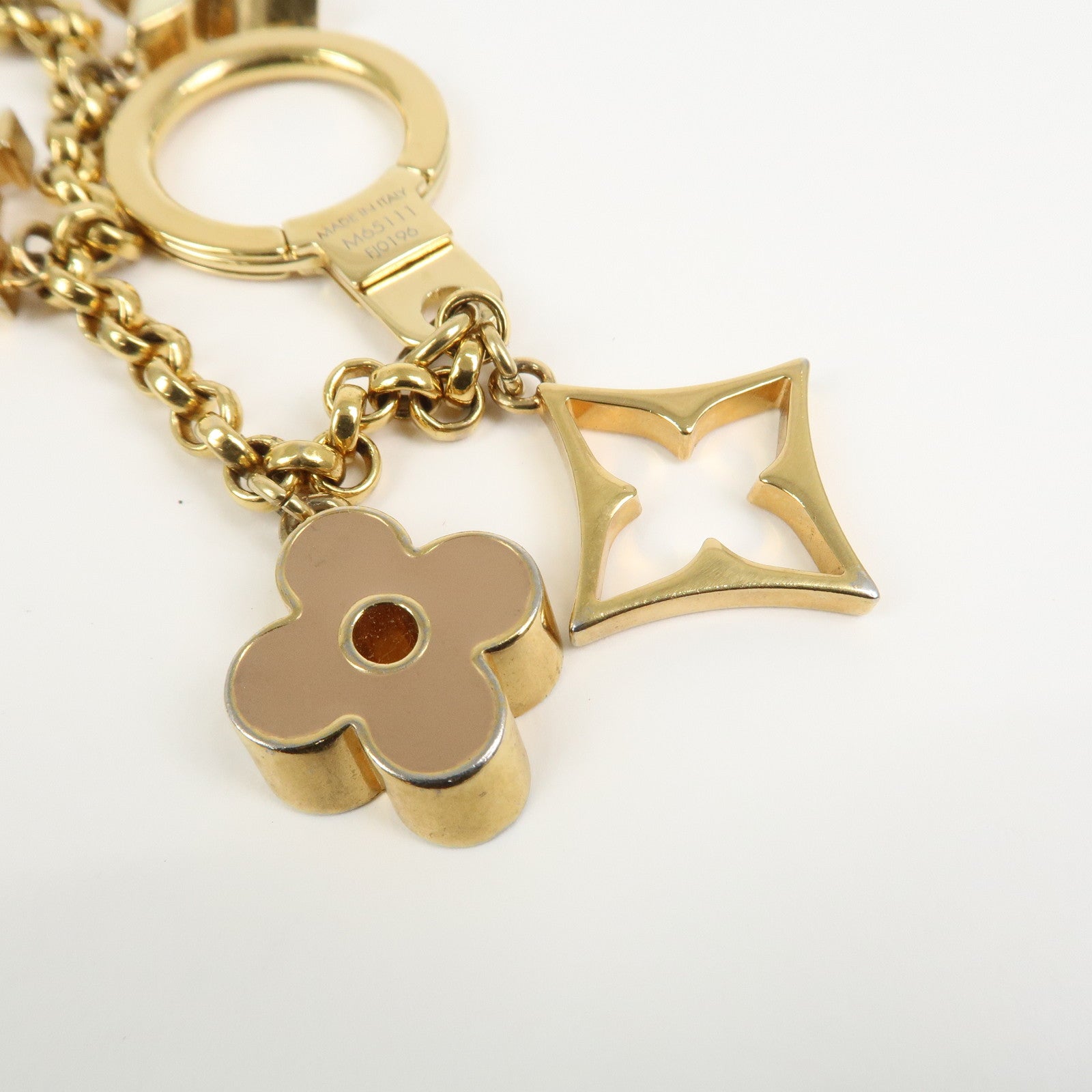 Louis Vuitton Fleur de Monogram Bag Charm Key Chain Gold M65111