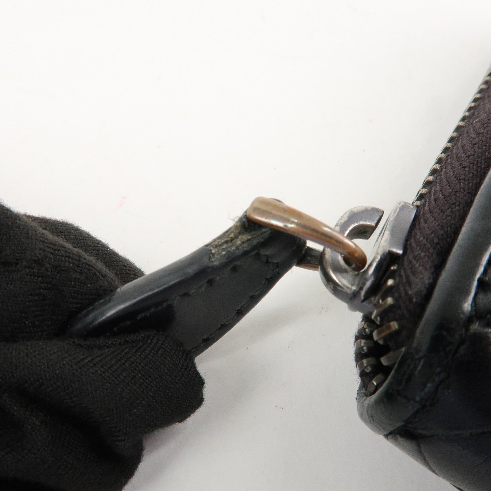 BOTTEGA VENETA Intrecciato Leather Round Zippy Wallet Black 114076 Used