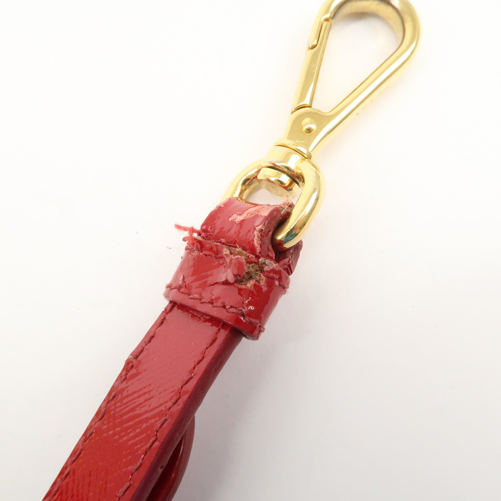 PRADA Triangle Logo Patent Leather 2WAY Bag Hand Bag Red BN2567