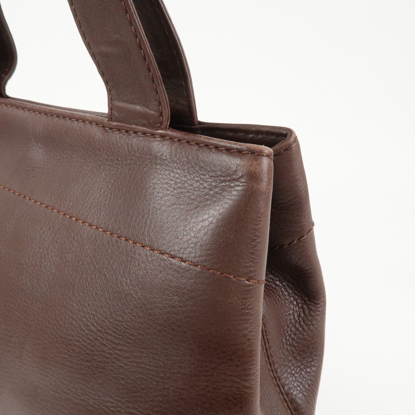 CHANEL Leather 2Way Bag Shoulder Bag Hand Bag Brown Gold
