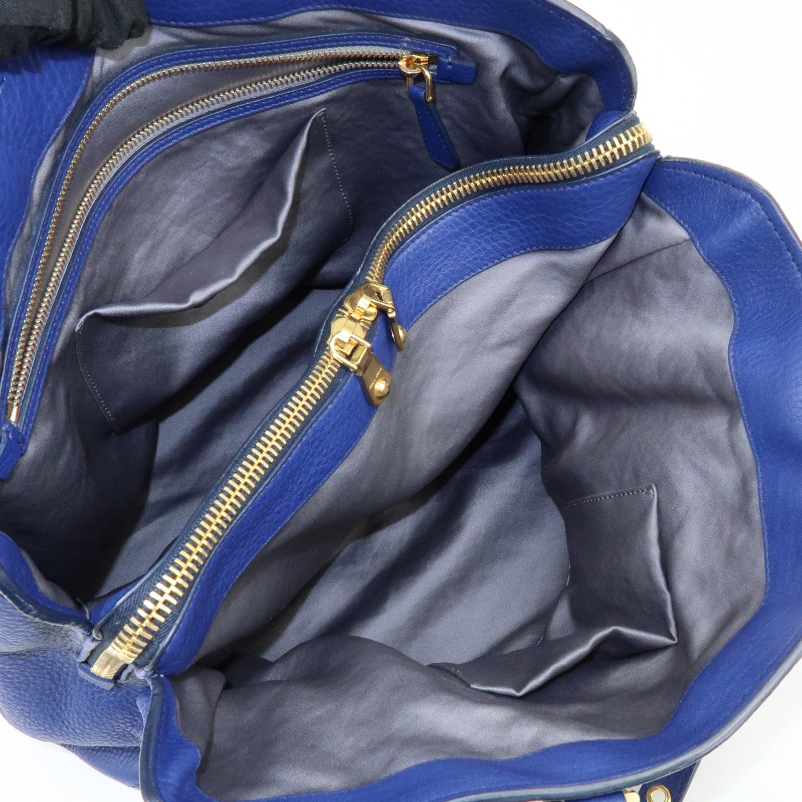MIU MIU Leather 2Way Bag Hand Bag Shoulder Bag Blue
