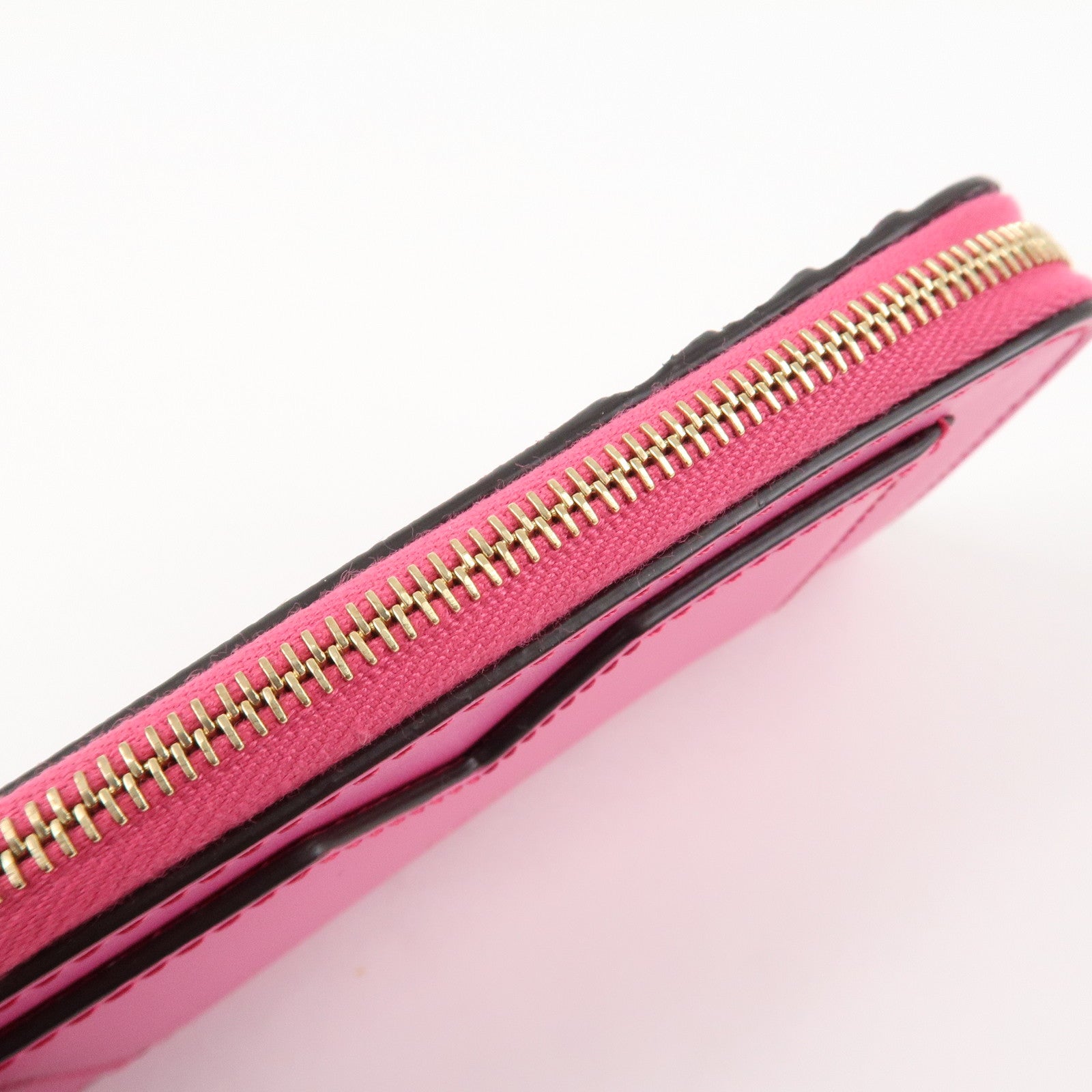 FENDI Peekaboo Leather Card Case Fragment Case Coin Case Pink 8M0489 Used