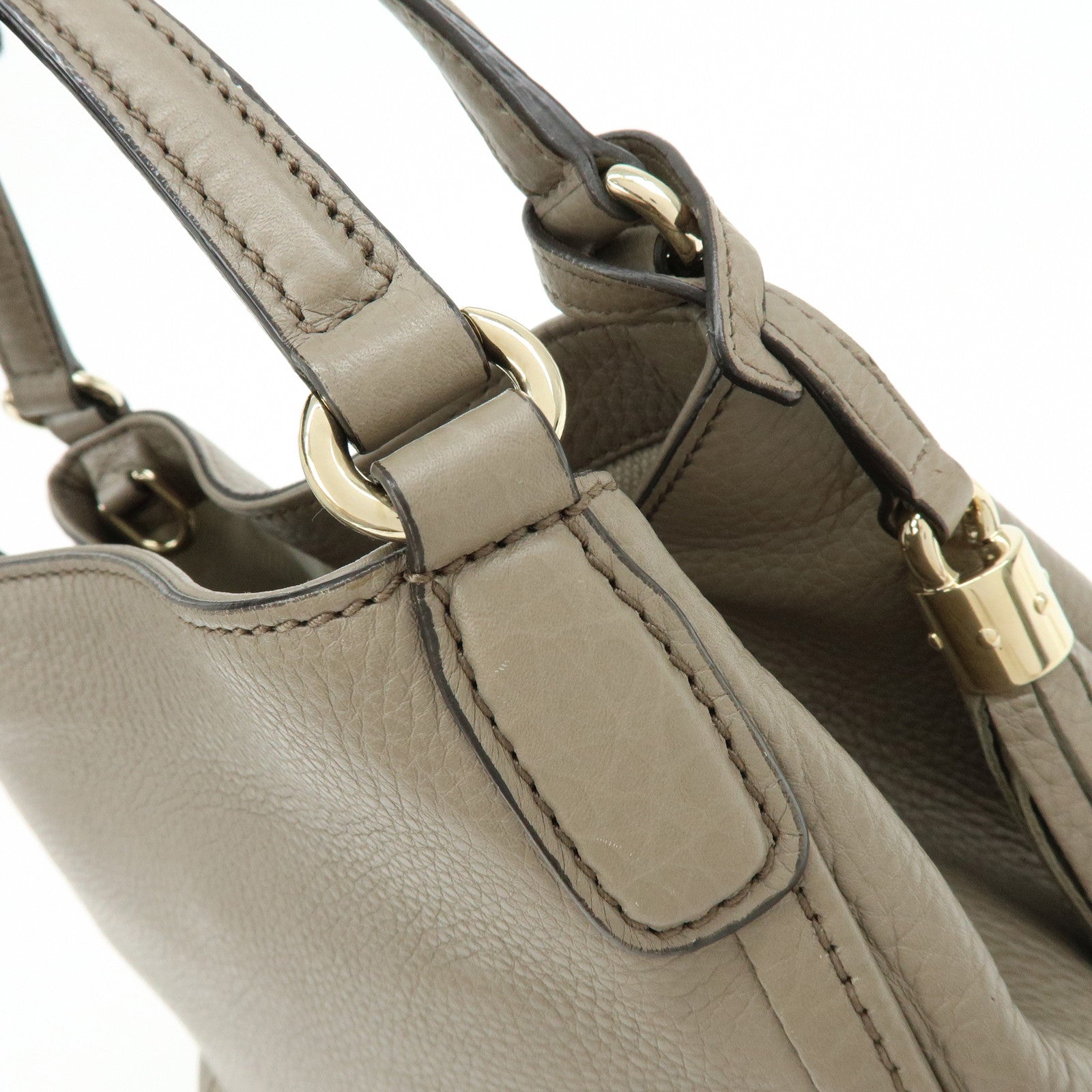 GUCCI SOHO Interlocking G Calf Leather 2Way Hand Bag Gray 336751