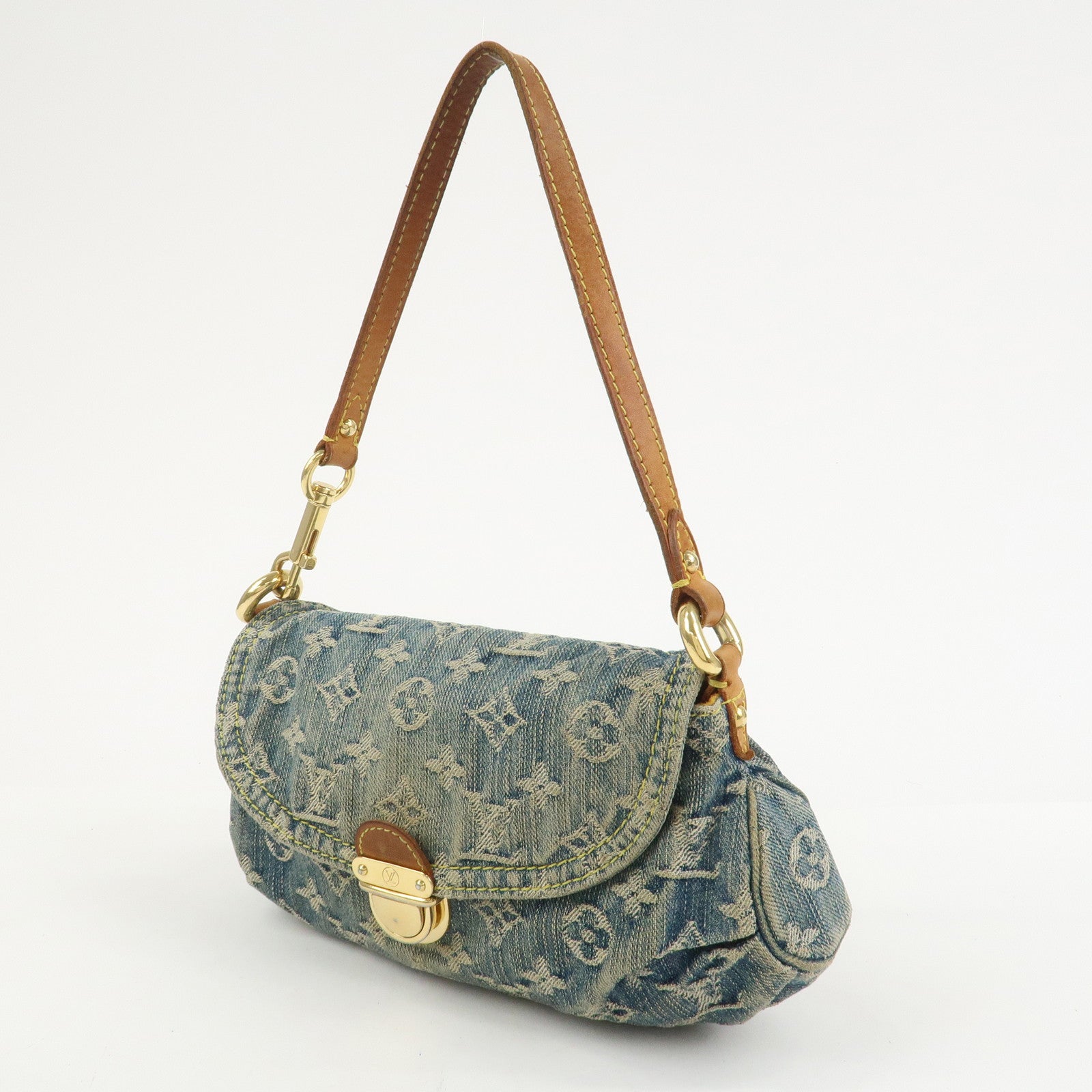 Louis Vuitton Monogram Denim Mini Pleaty Shoulder Bag Blue M95050