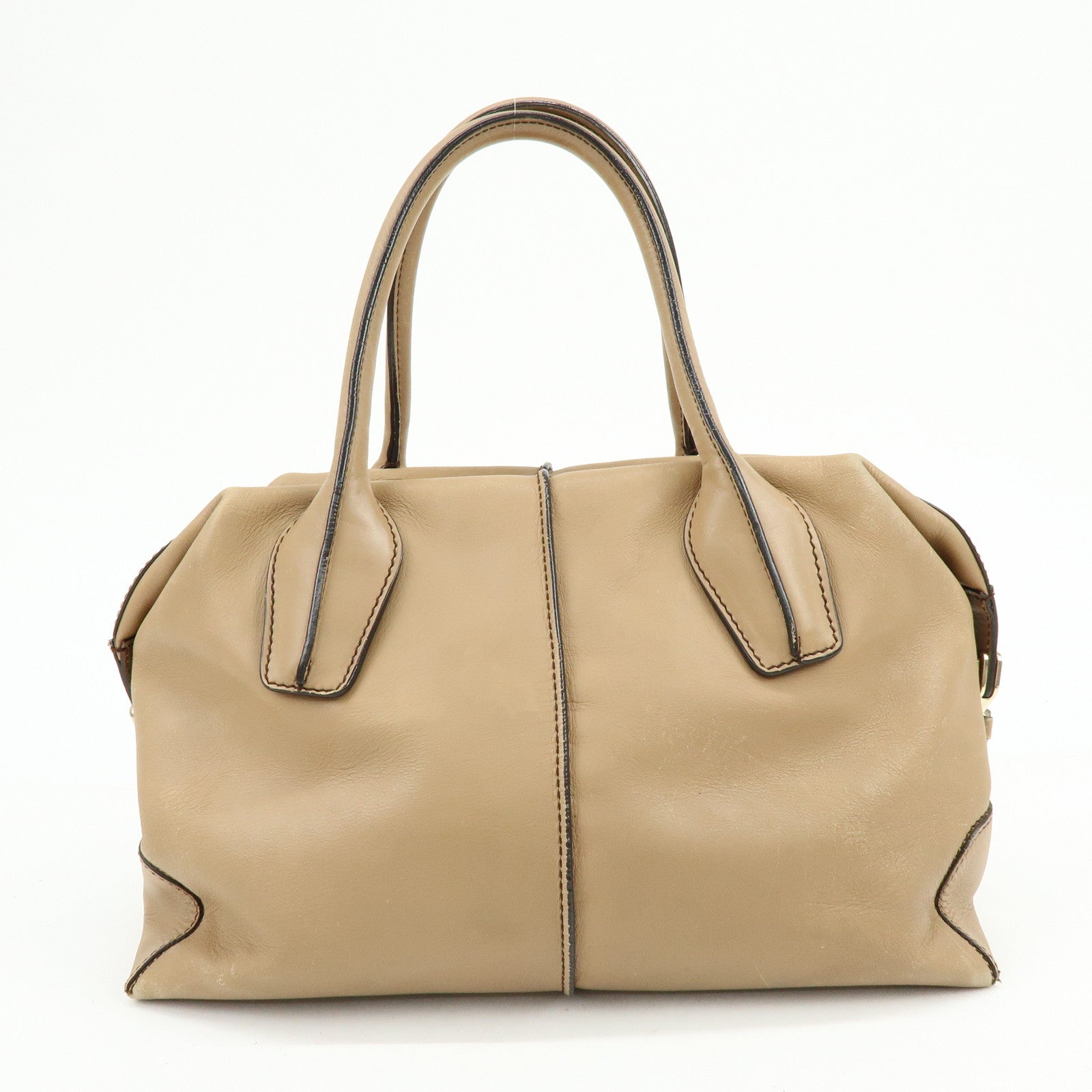TOD'S D-Cube Leather 2Way Bag Hand Bag Shoulder Bag Beige