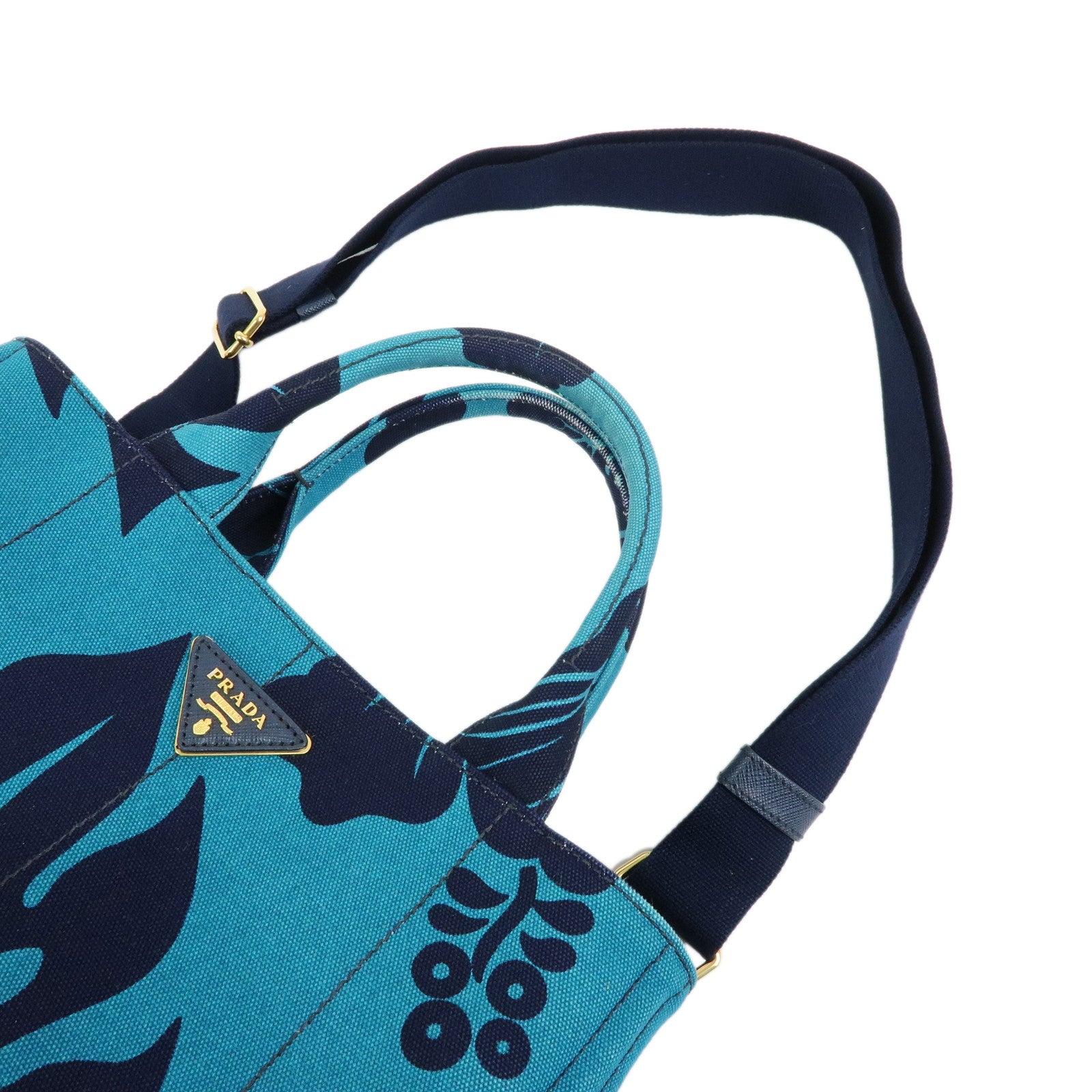 PRADA Canapa Mini Canvas 2Way Hand Shoulder Bag Blue Navy 1BG155
