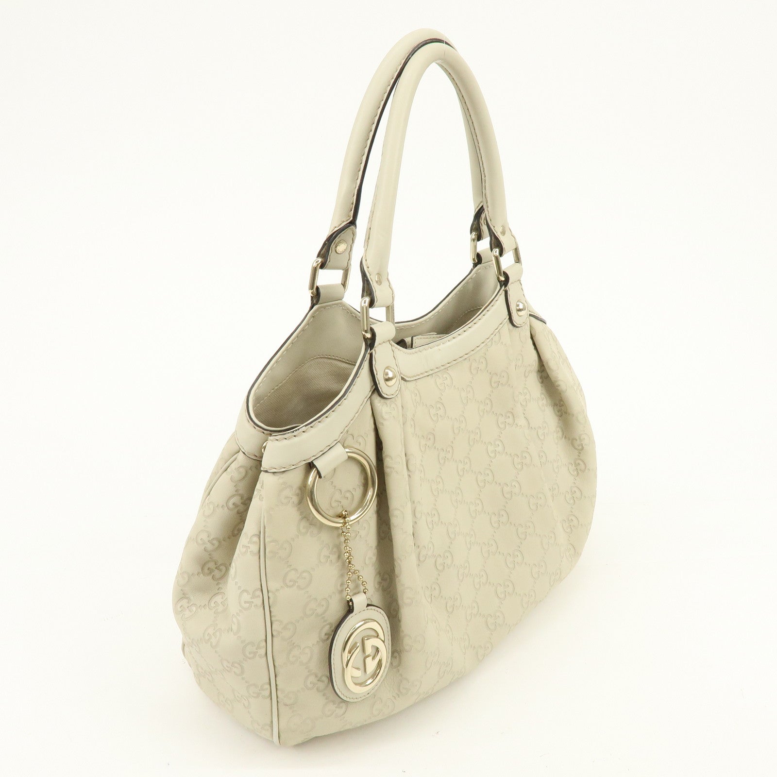 GUCCI Sukey Guccissima Leather Tote Bag Hand Bag White 211944