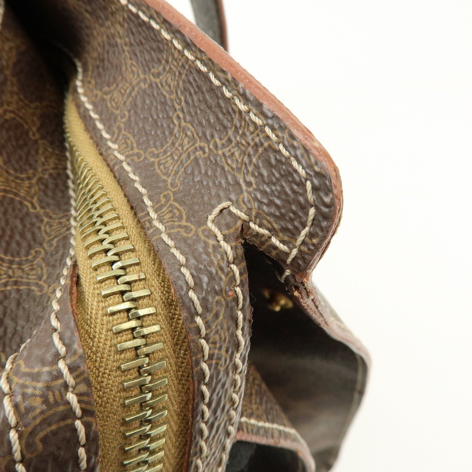 CELINE Macadam PVC Leather Tote Bag Shoulder Bag Brown