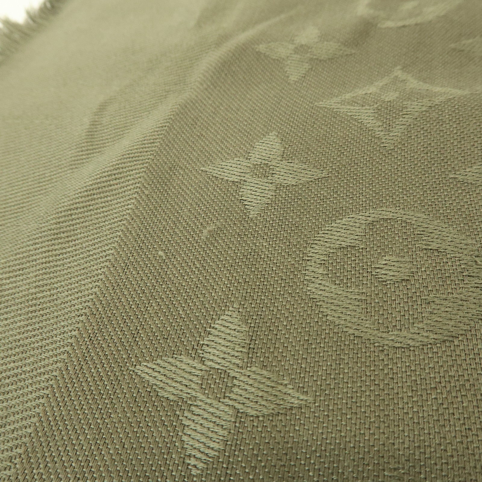 Louis Vuitton Monogram Silk Wool Scarf Shawl Khaki M72238