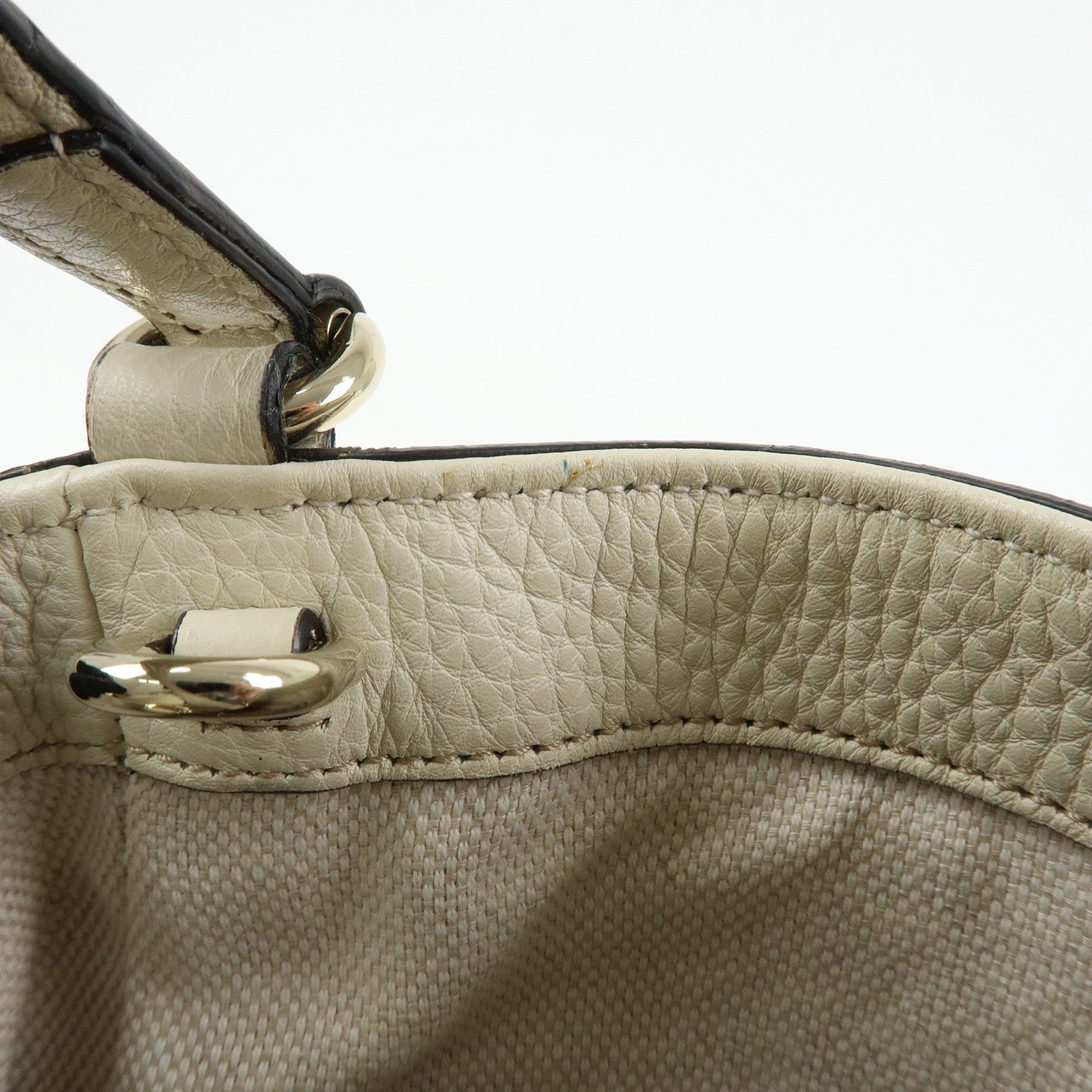 GUCCI SOHO Interlocking G Calf Leather 2Way Hand Bag Ivory 336751