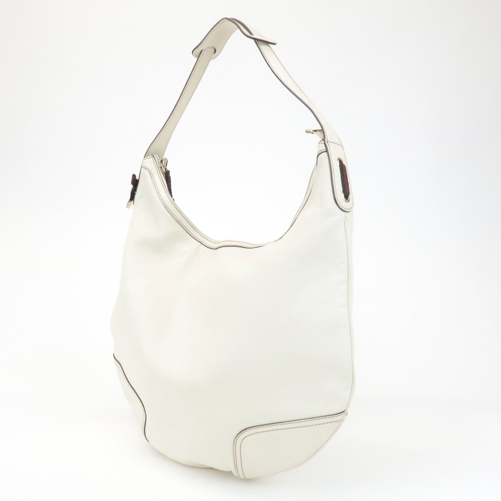 GUCCI Sherry Princy Leather Shoulder Bag White 162882 Used