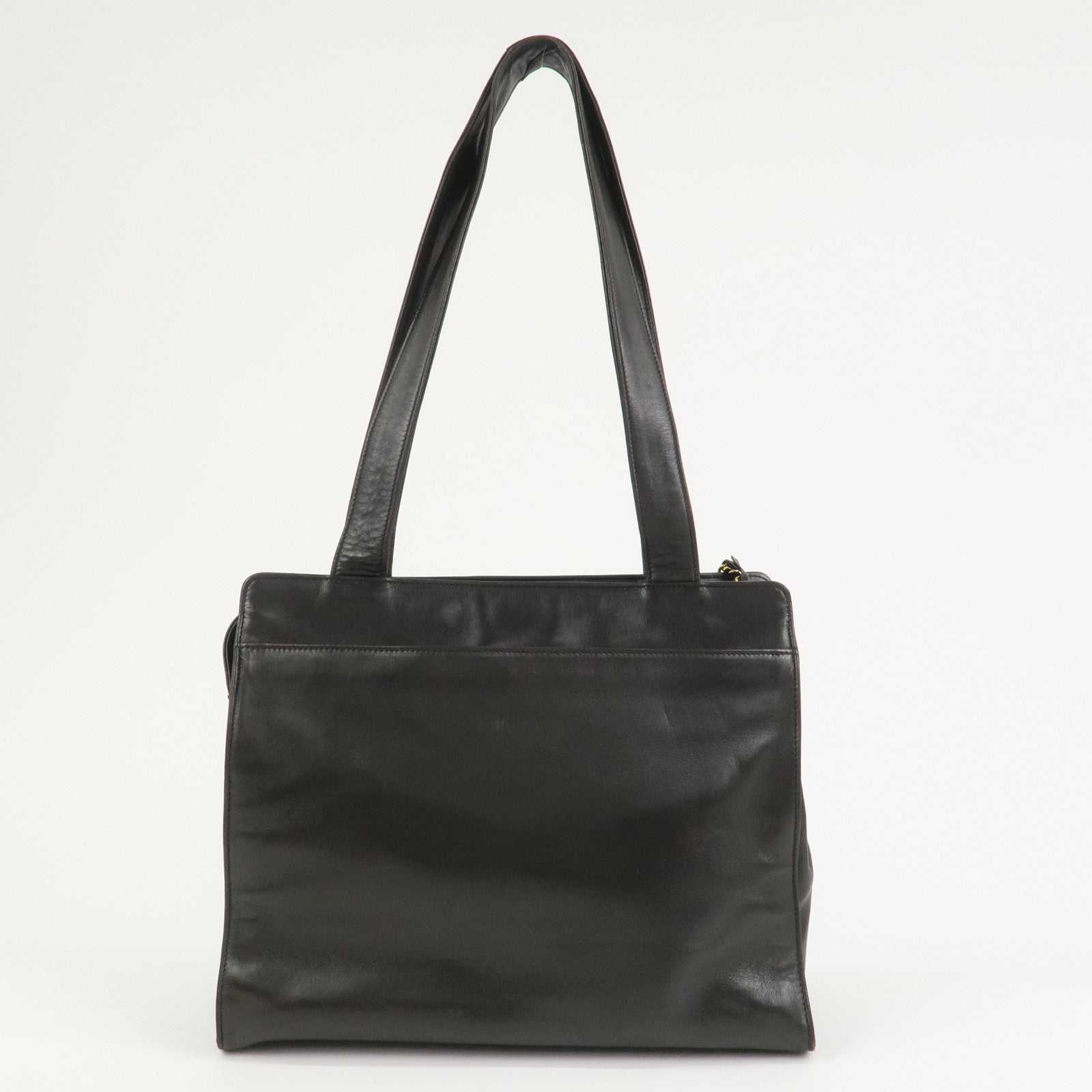 CHANEL COCO Mark Lambskin Tote Bag Shoulder Bag Dark Brown