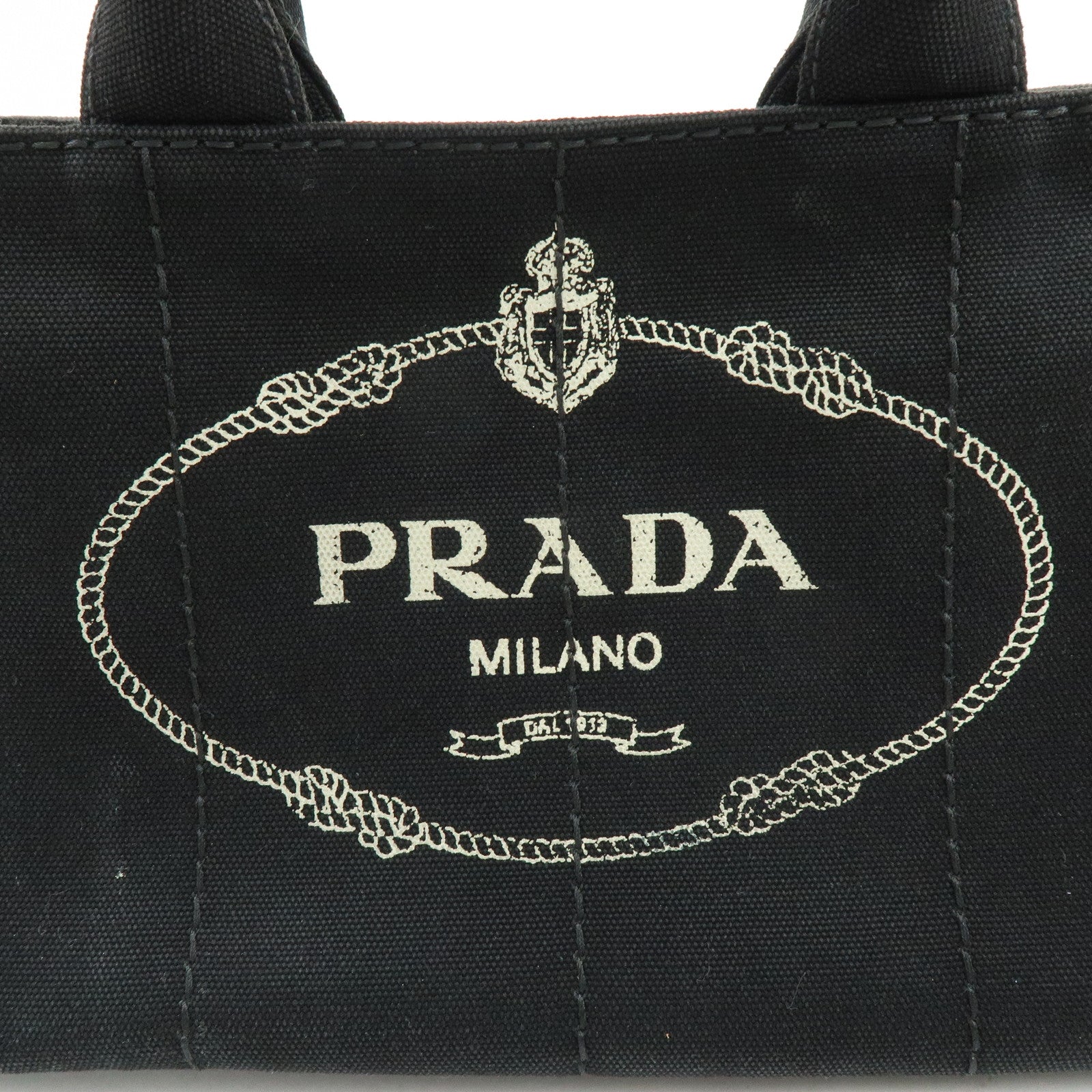 PRADA Triangle Logo Canapa Mini Canvas 2Way Hand Bag Black 1BG439