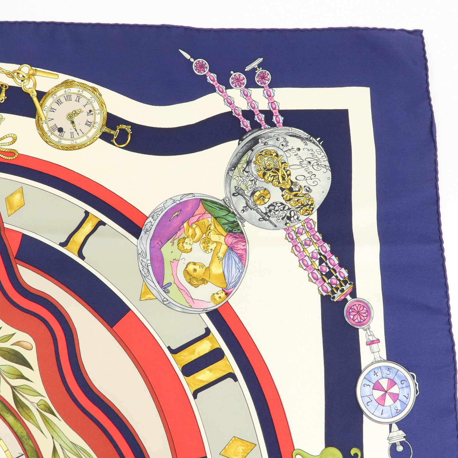 HERMES Carre90 Silk100% armi les fleurs je compte les heures Scarf