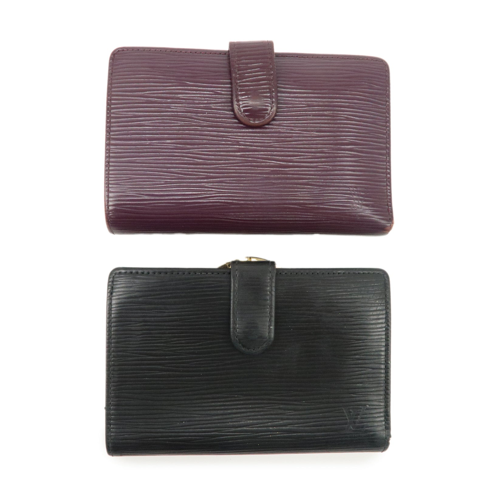 Louis Vuitton Epi Set of 2 Long Wallet Noir Cassis M63242 M6364K Used