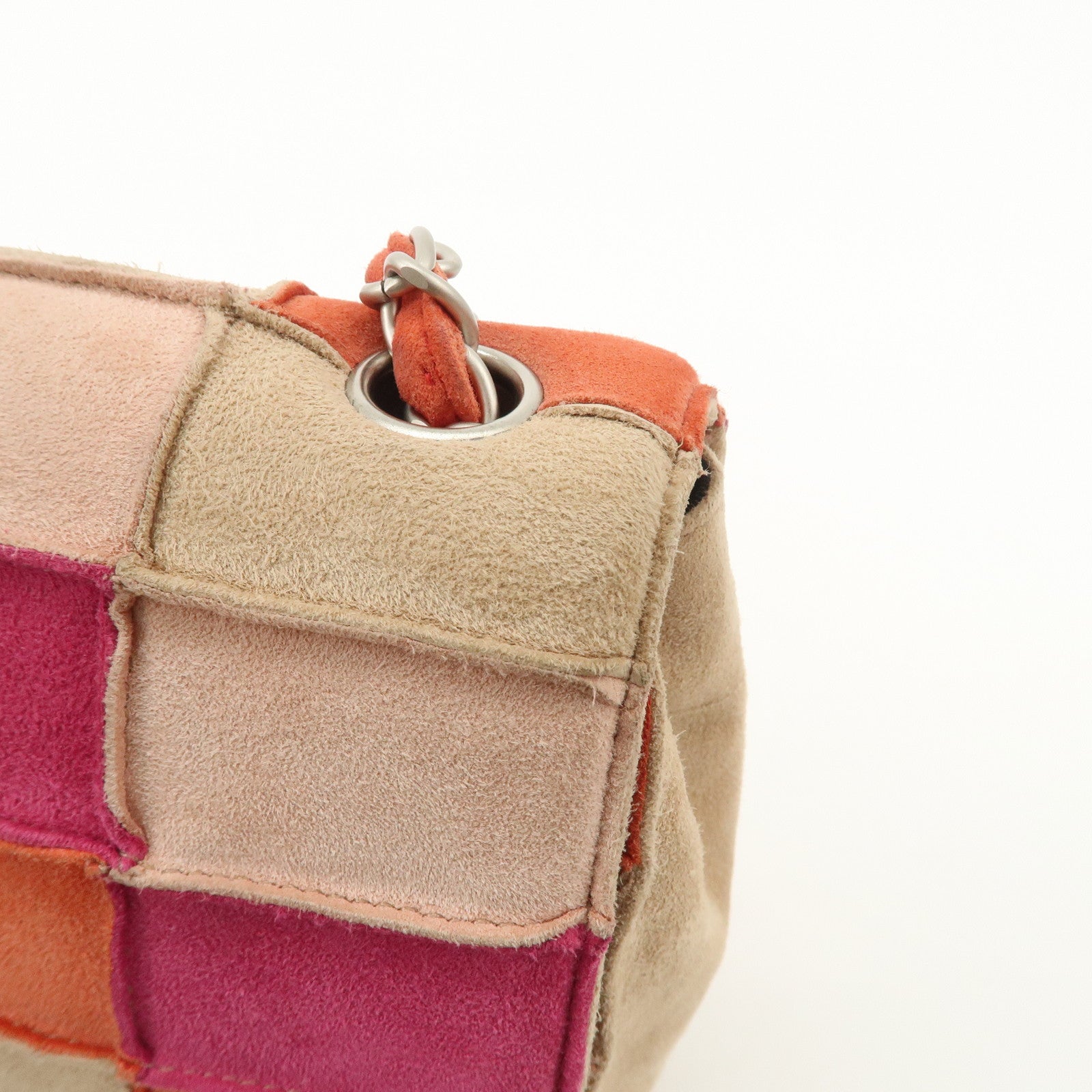CHANEL 2.55 Suede Patchwork Chain Shoulder Bag Multicolor A14528