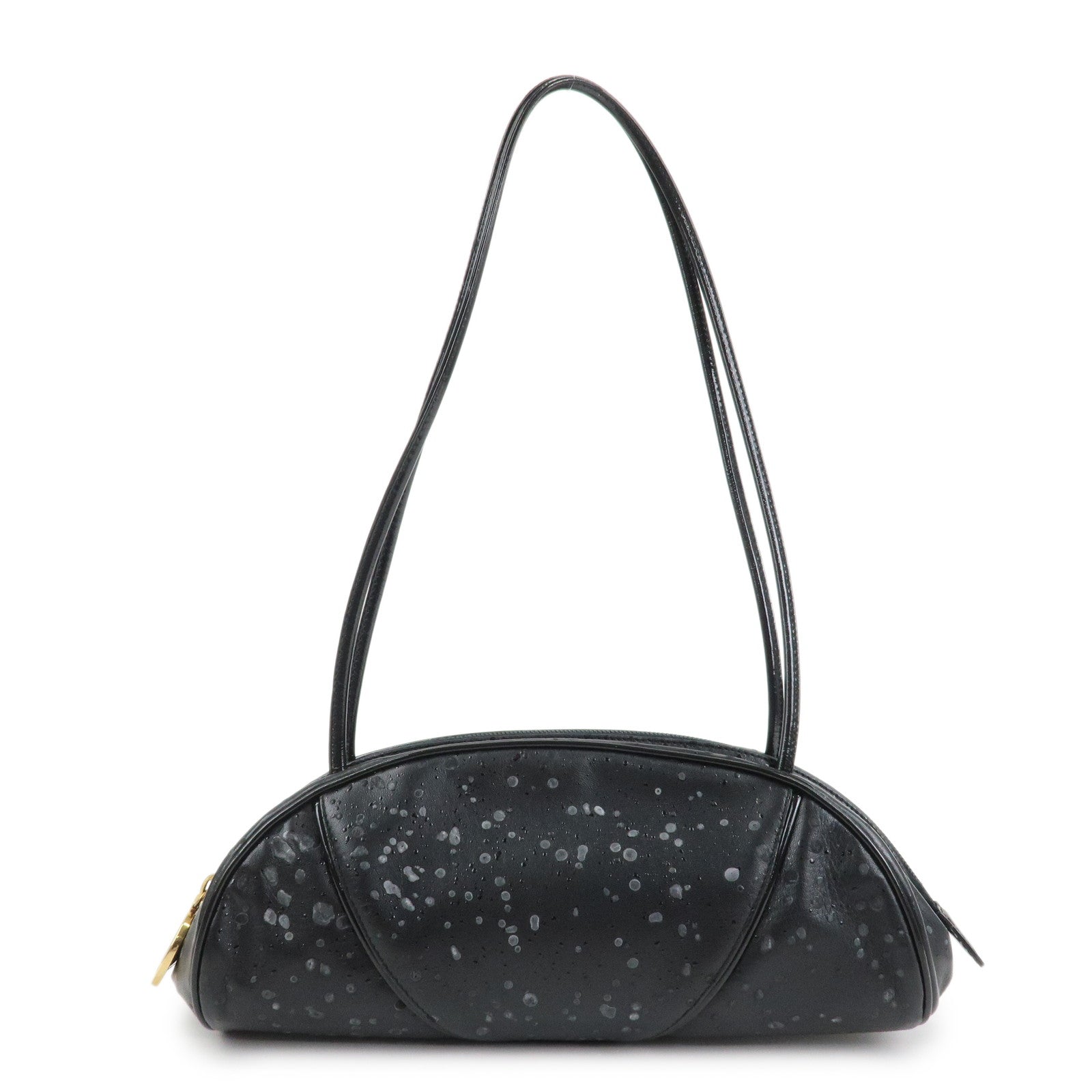 Christian Dior Leather Patent Leather Shoulder Bag Hand Bag Black