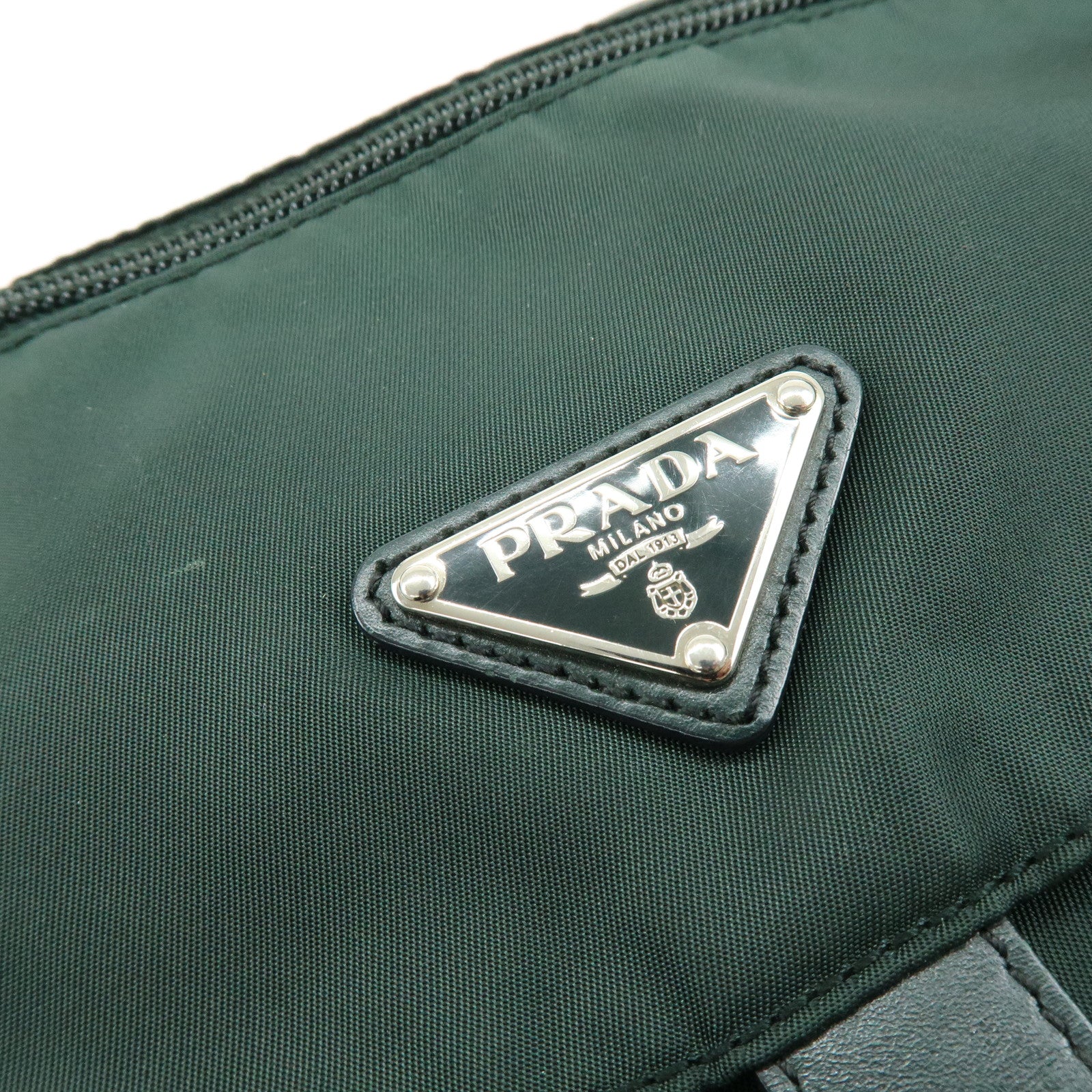 PRADA Triangle Logo Nylon Leather Shoulder Crossbody Bag Dark Brown