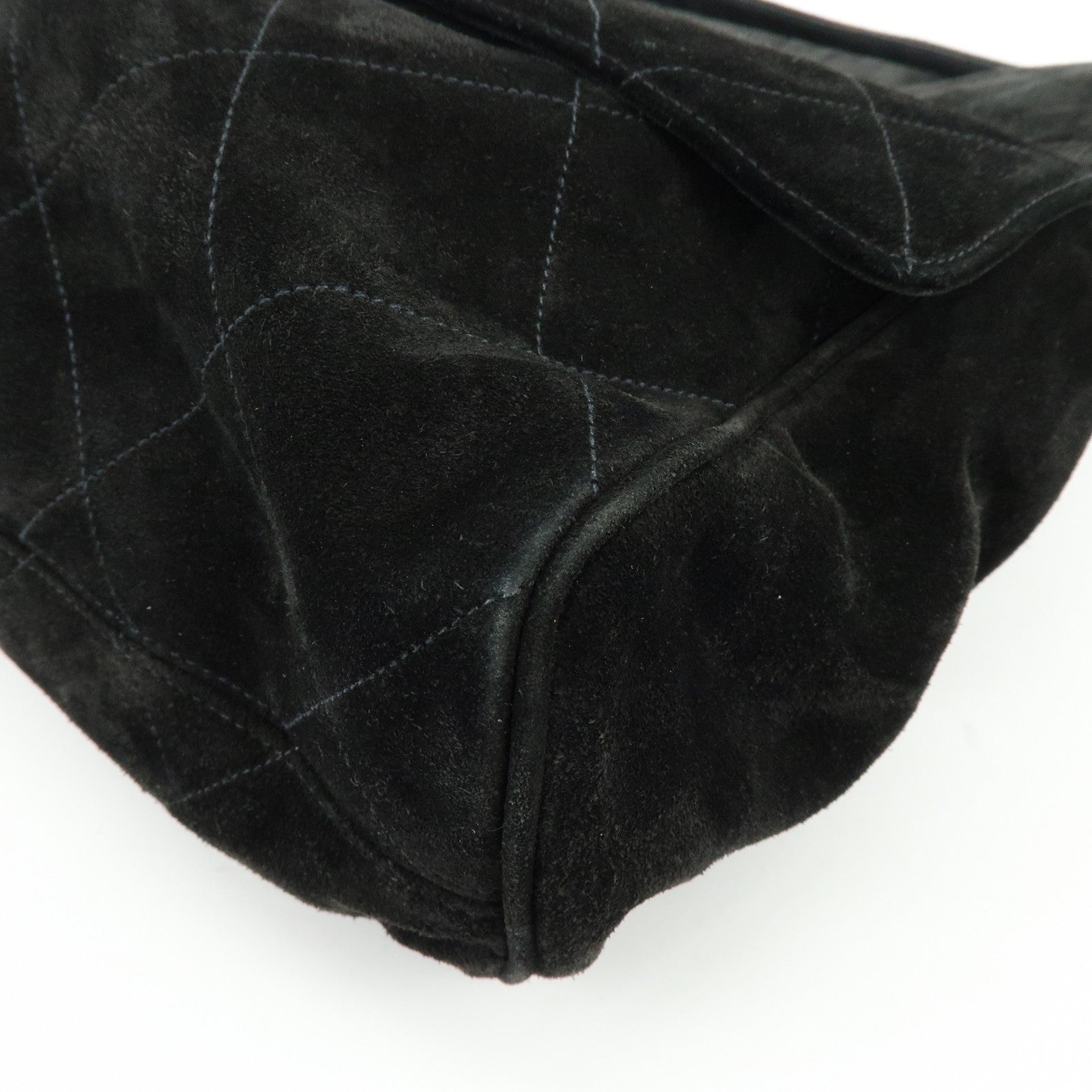 CHANEL Matelasse COCO Mark Suede Lamb Skin Shoulder Bag Black