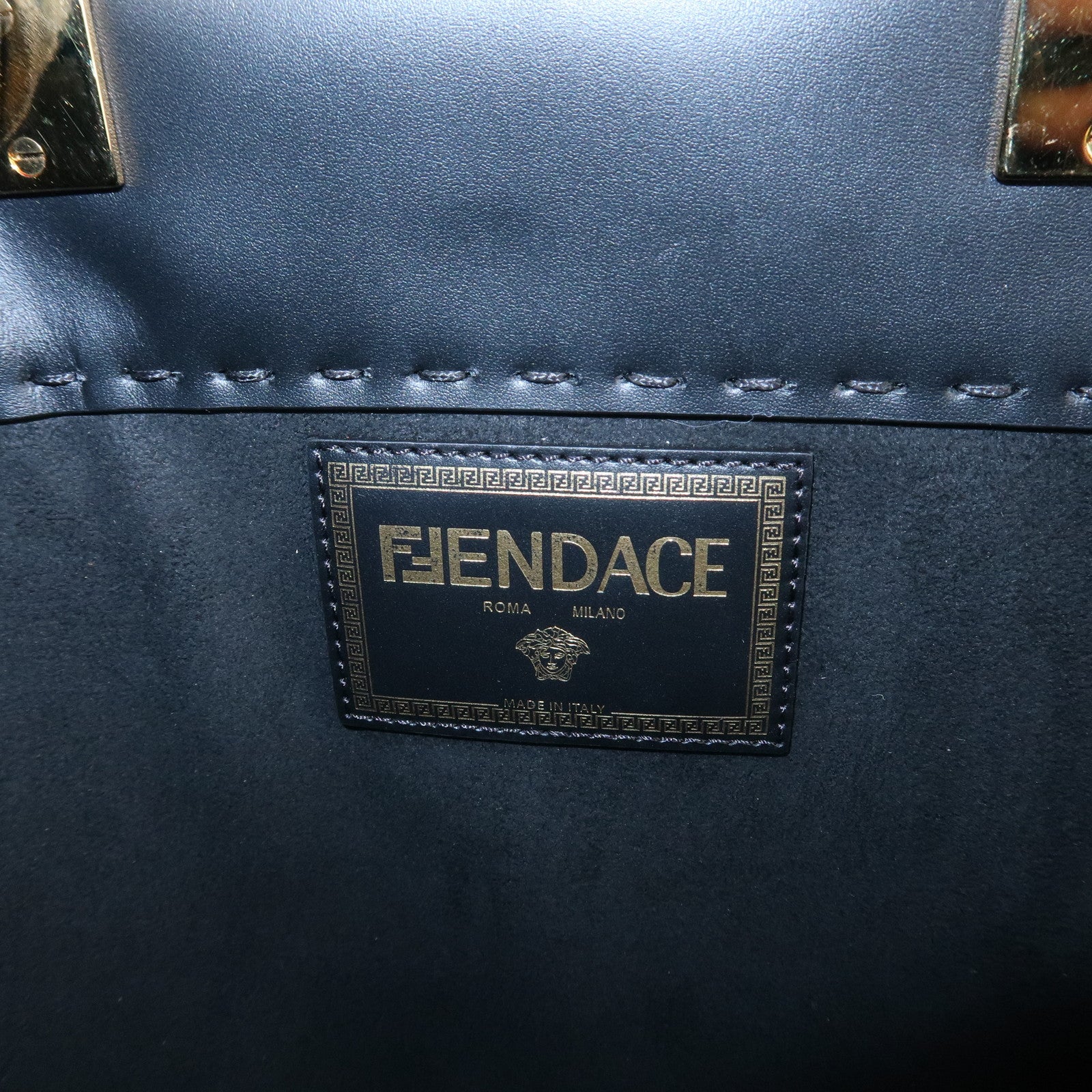 FENDI VERSACE FENDACE Leather Sunshine Medium Tote Bag 8BH386 Used