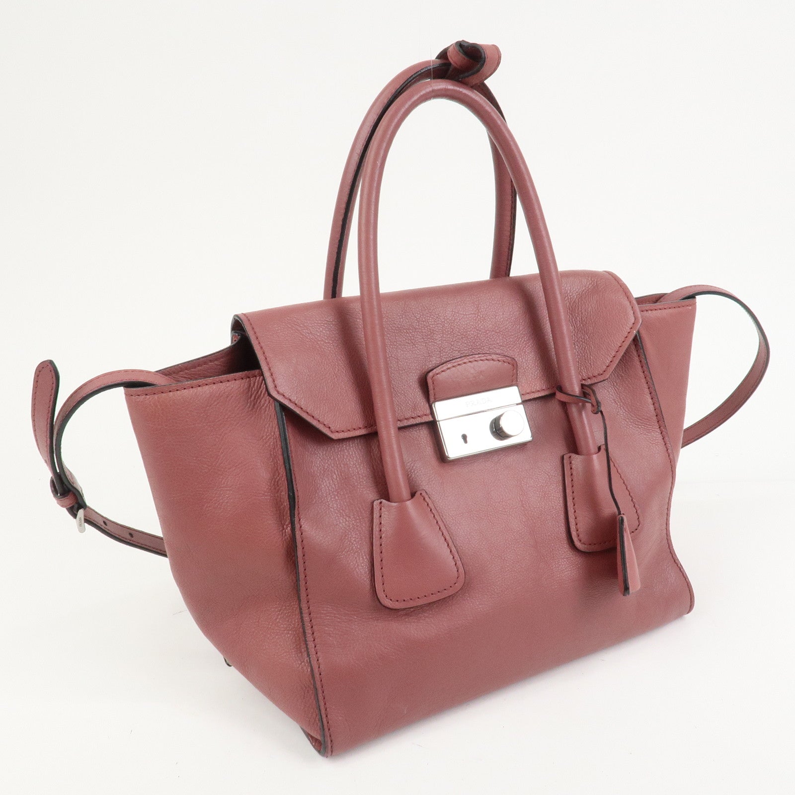 PRADA Logo Leather 2Way Bag Hand Bag Shoulder Bag Pink BN2665