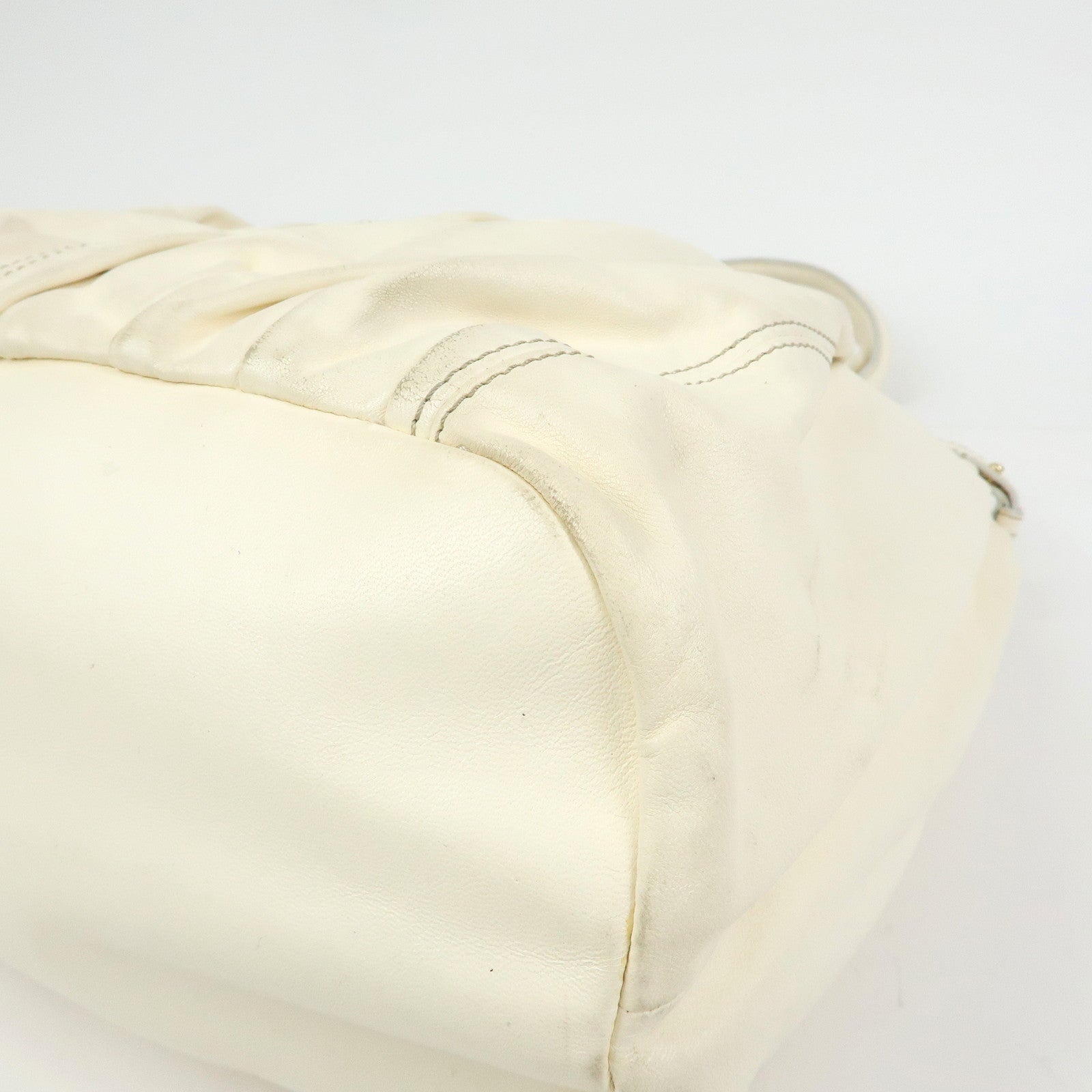 CELINE Leather Pillow Bag Tote Bag Shoulder Bag White