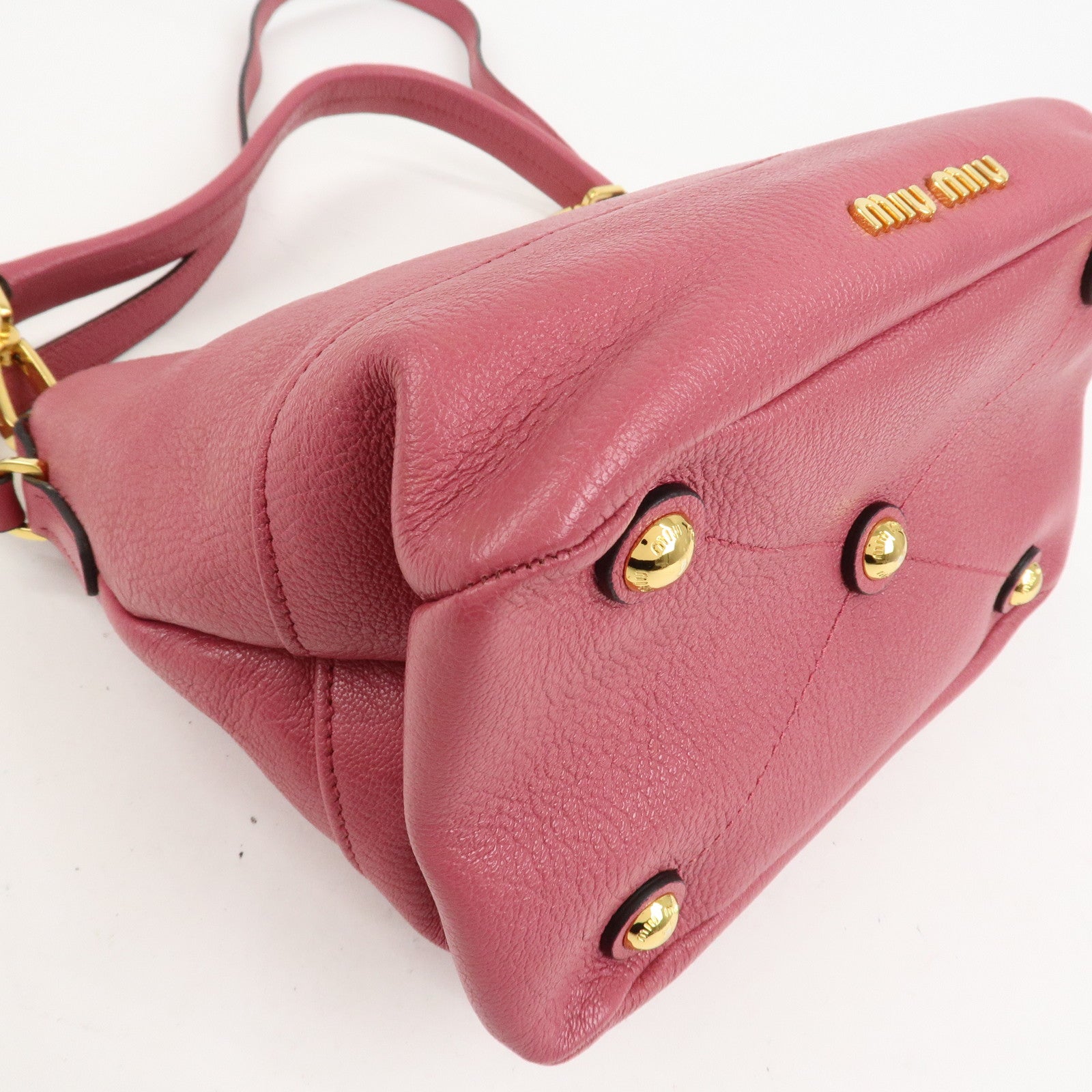 MIU MIU Madras 2Way Bag Hand Bag Shoulder Bag Pink RR1951