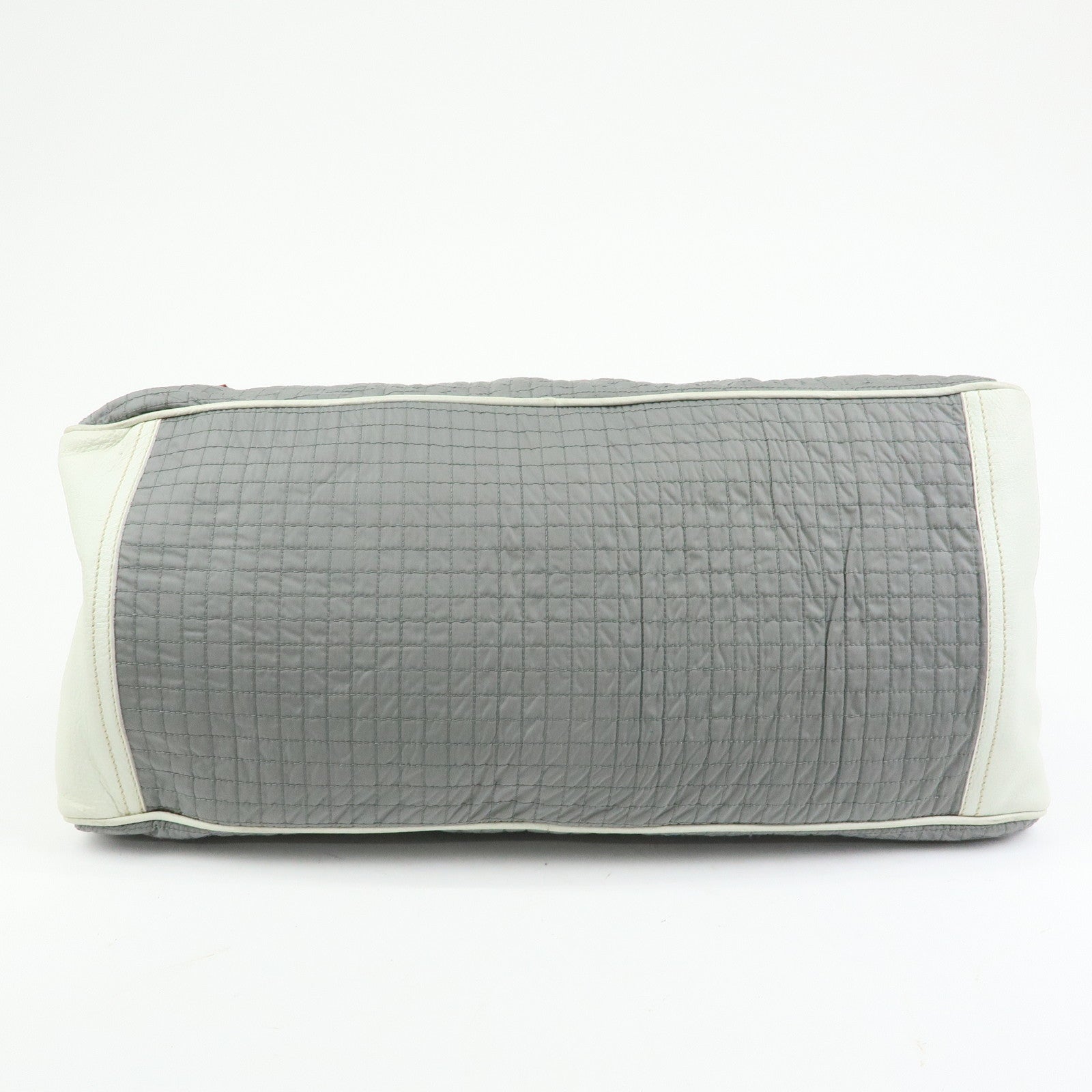 PRADA Sports Nylon Leather Boston Bag Hand Bag Gray Irvory