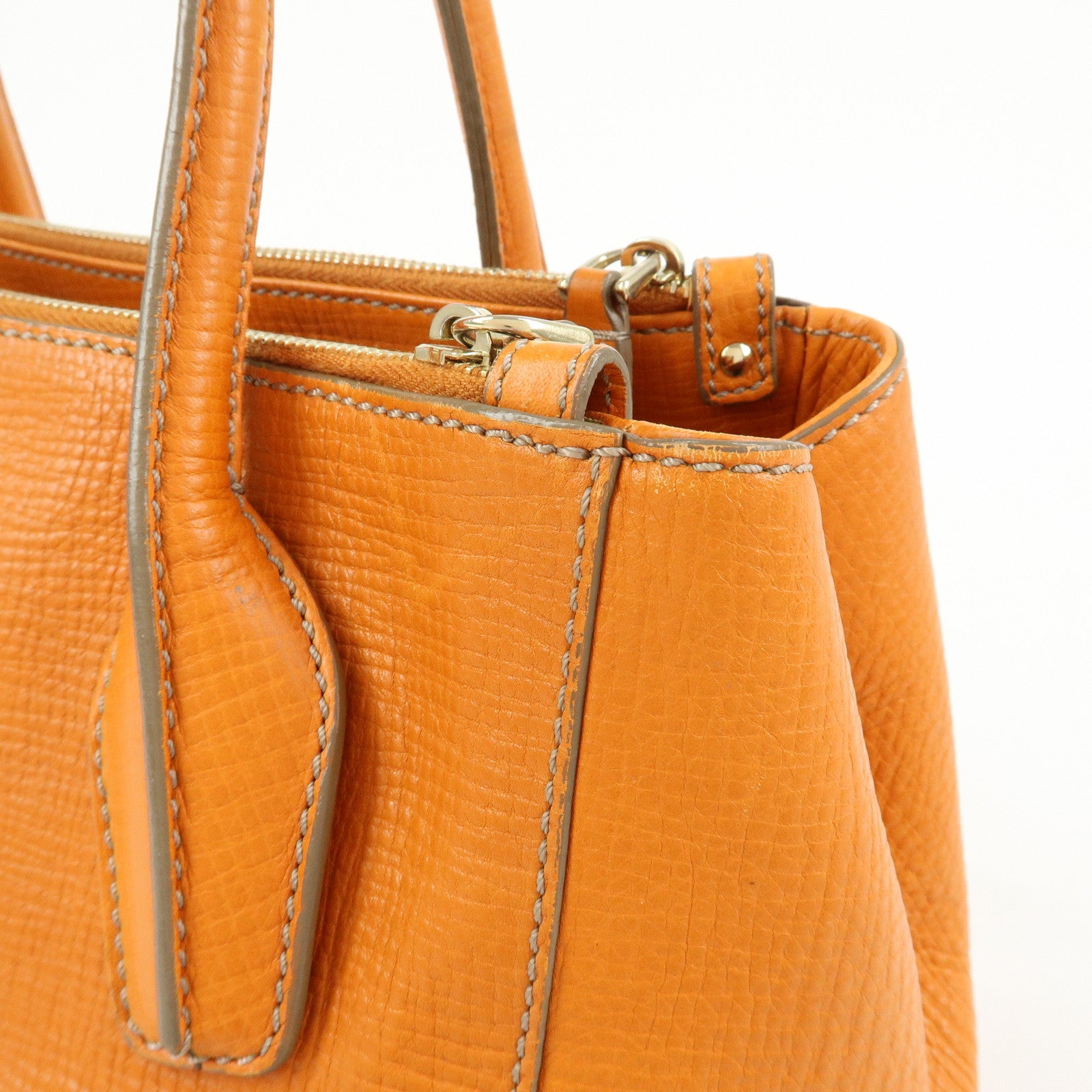 TOD'S D Styling Leather 2Way Bag Hand Bag Shoulder Bag Orange