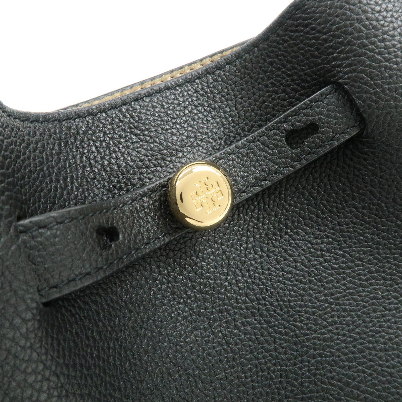 TORY BURCH ROMY Logo Leather Small Tote Bag 2Way Bag Hand Bag Black