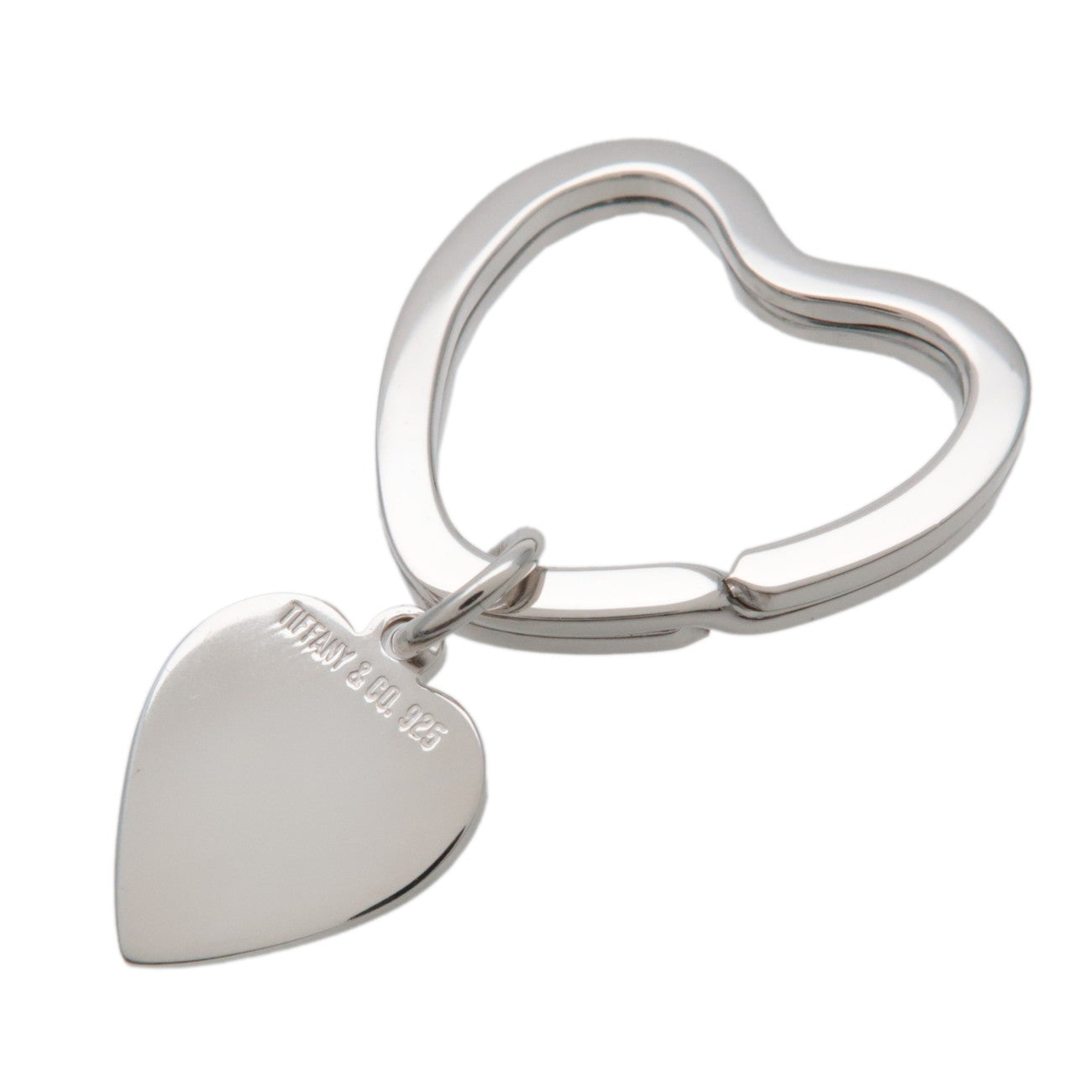 Tiffany & Co Heart Plate Key Ring Key Chain Bag Charm SV925 Silver