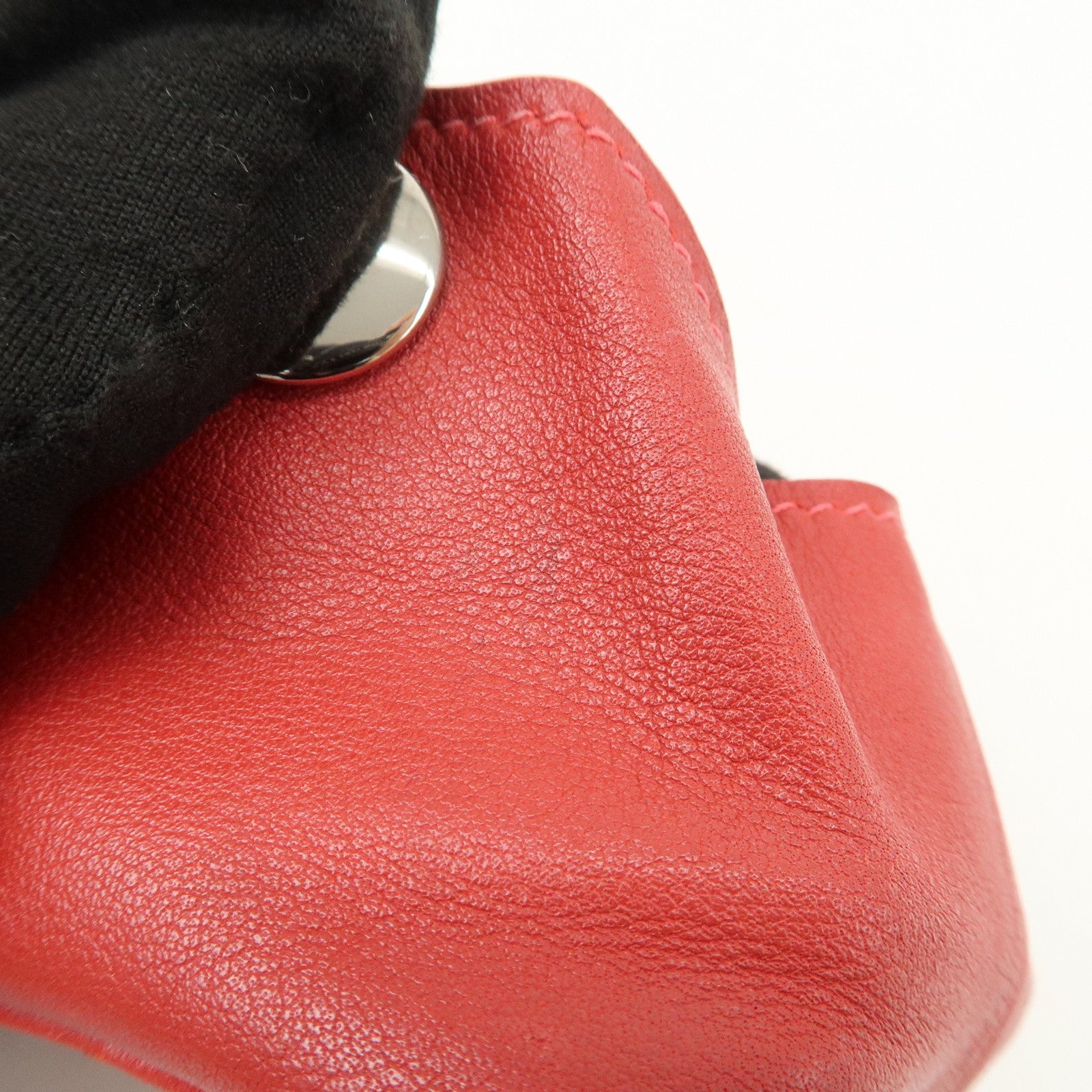 HERMES Bee Pop Leather Mini Compact Coin Case Red