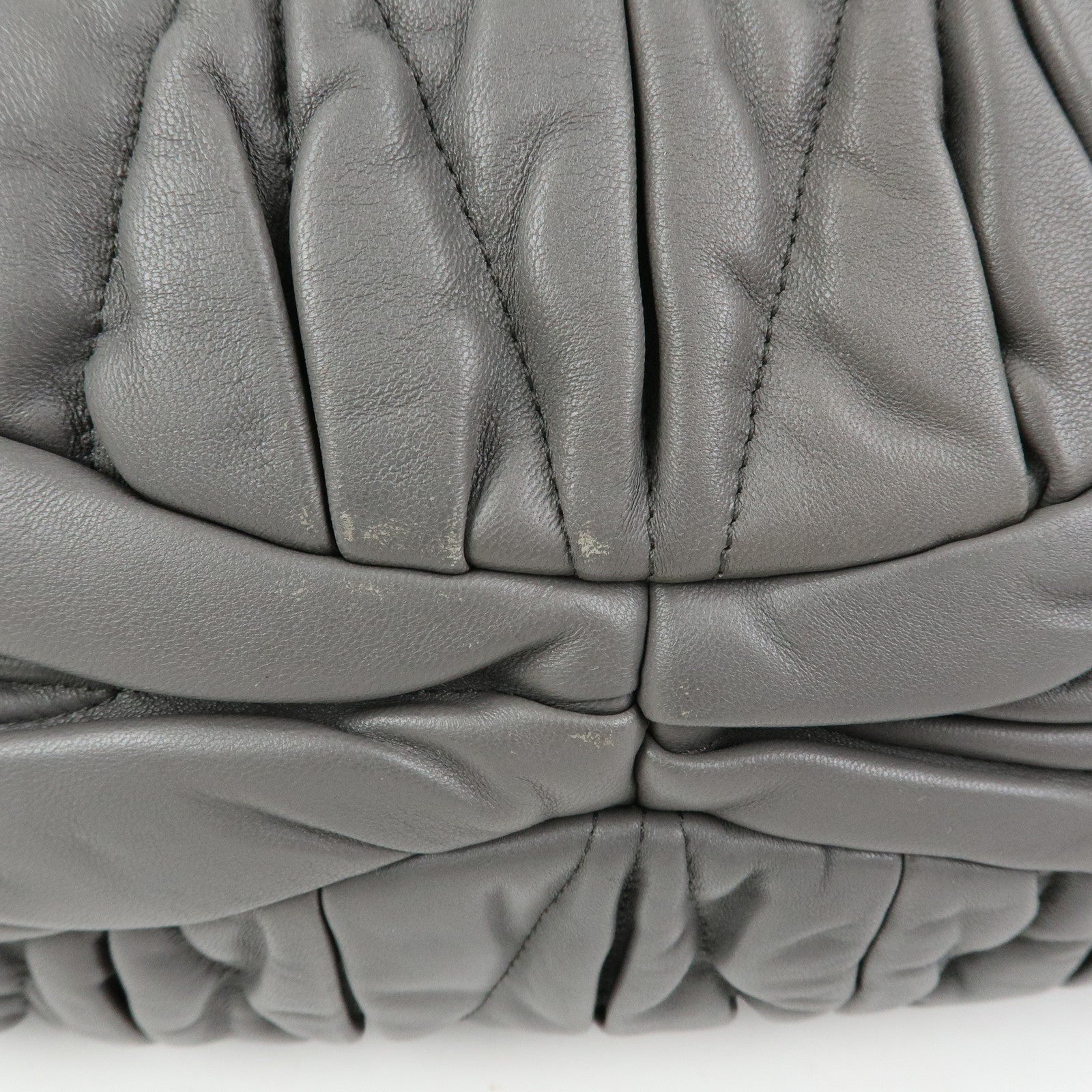 MIU MIU Matelasse Nappa Leather Hand Bag Gray RN0473
