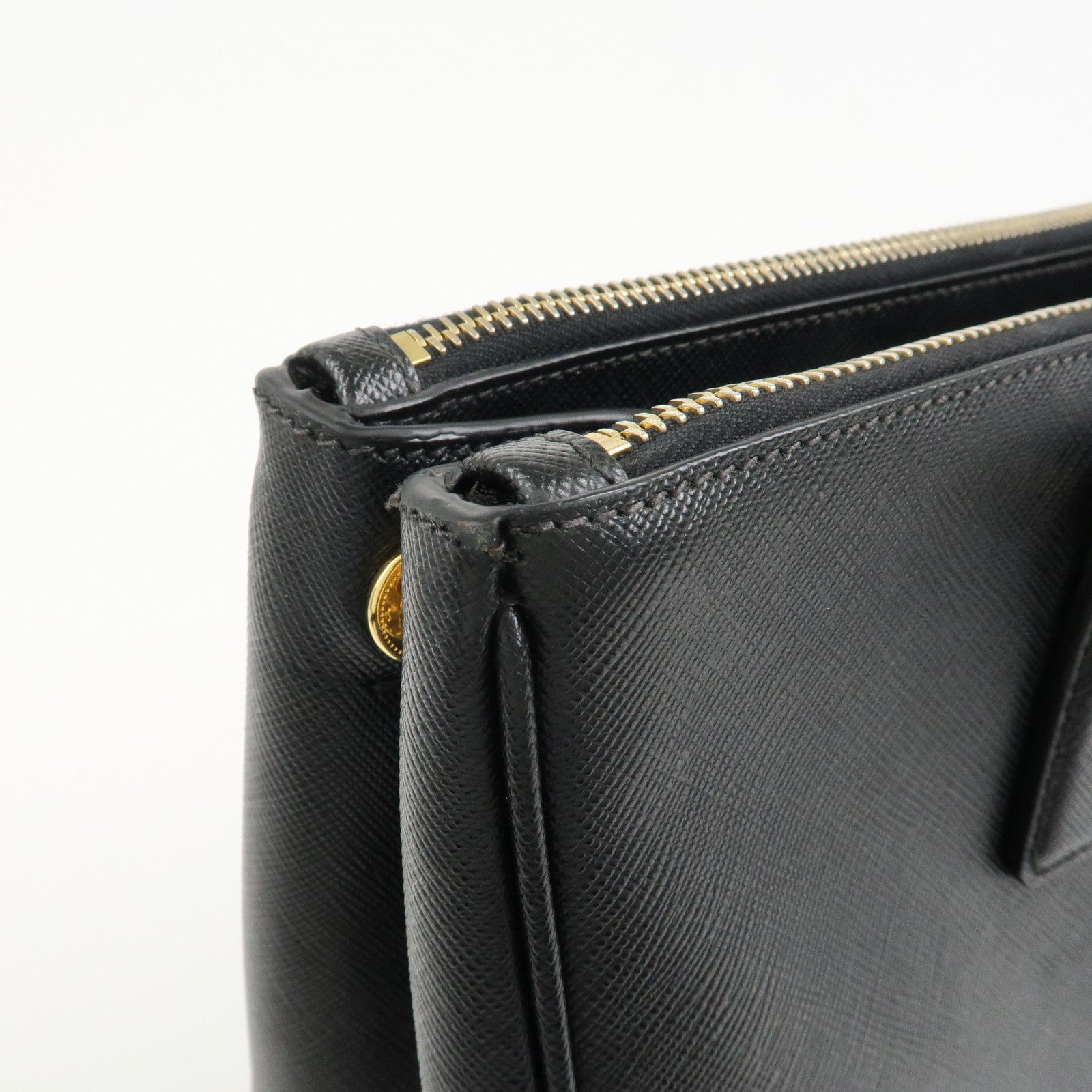 PRADA Triangle Logo Galleria Saffiano Leather 2Way Bag Black 1BA274