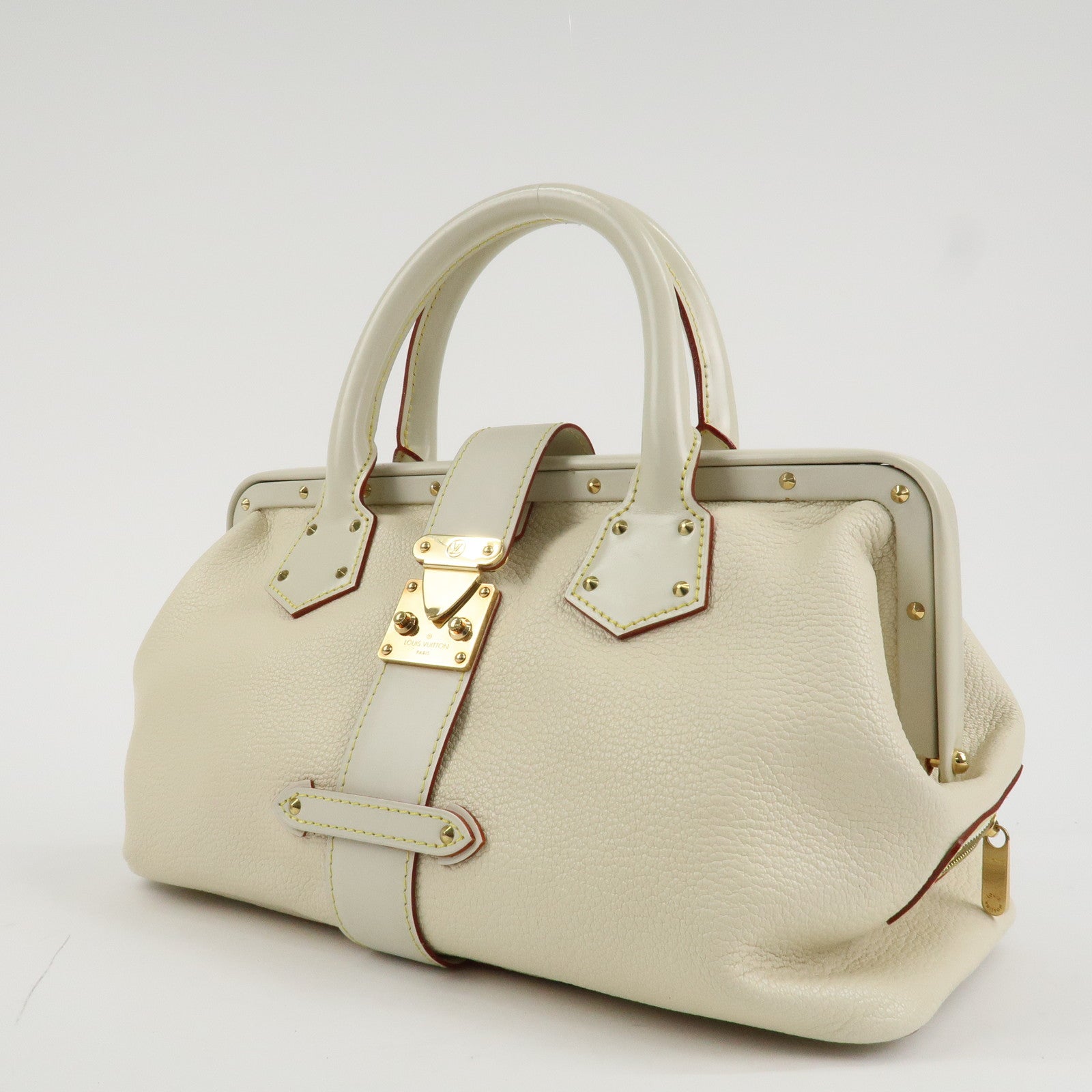 Louis Vuitton Suhari Leather PM Blanc Ivory Gold Hardware M91811 Used