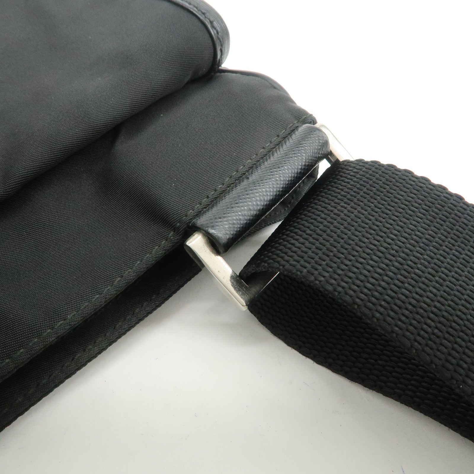 PRADA Nylon Saffiano Leather Shoulder Crossbody Bag Black VA0269