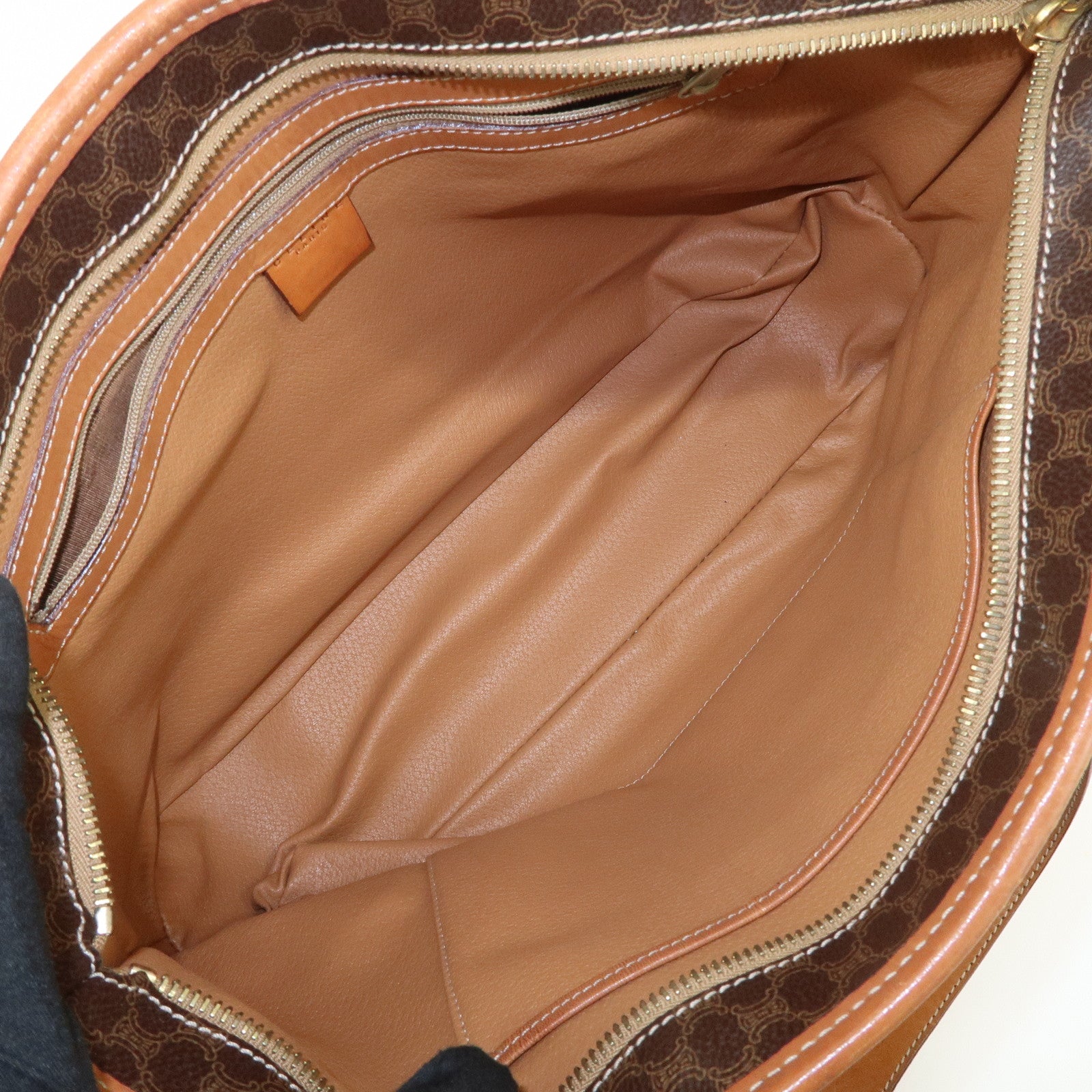 CELINE Macadam Logo Tote Bag Shoulder Bag Brown Gold