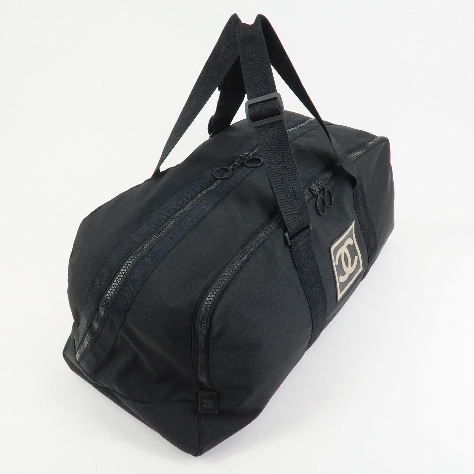 CHANEL Sport Line COCO Mark Nylon Boston Bag Shoulder Bag Black