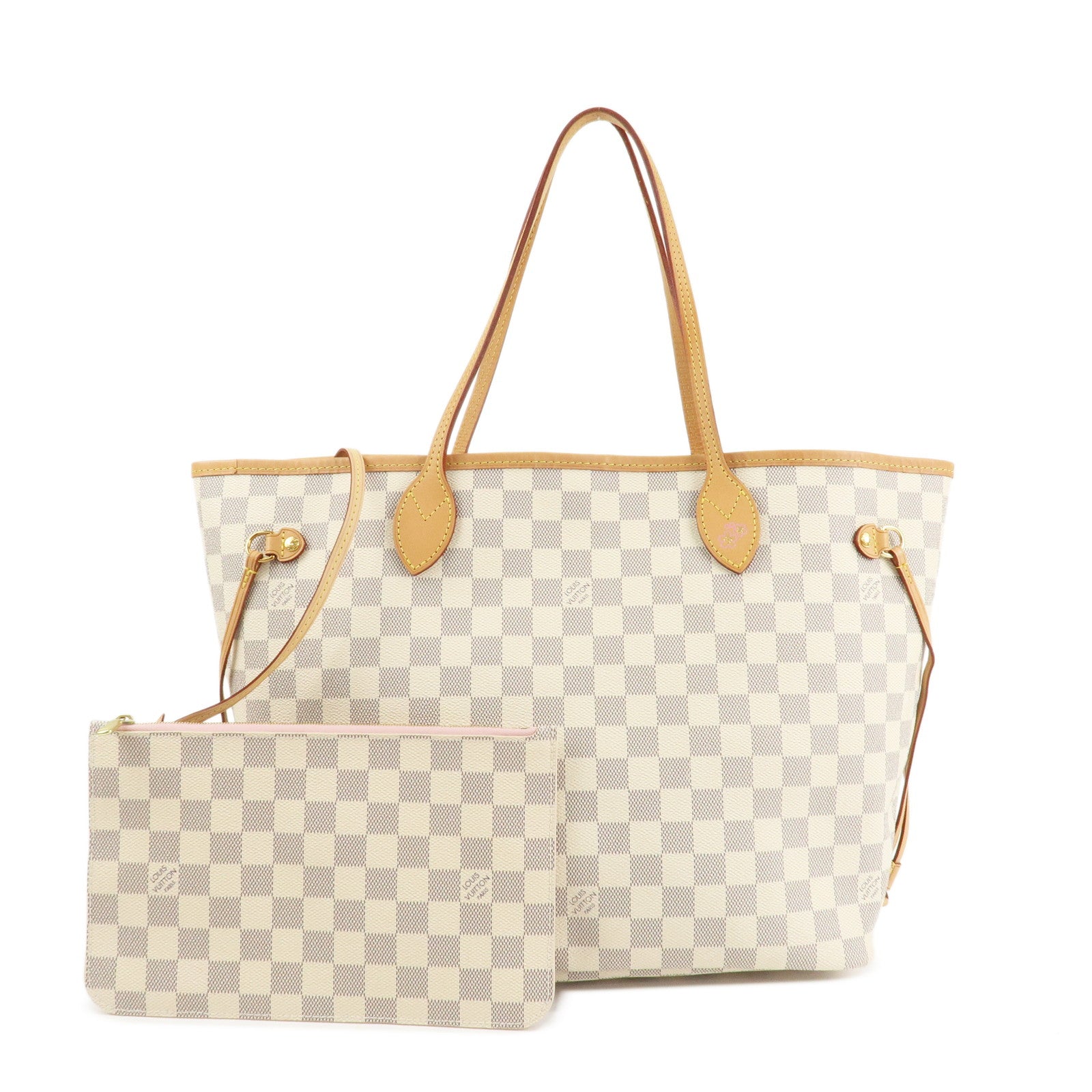 Louis Vuitton Damier Azur Neverfull MM Rose Ballerine N41605 Used