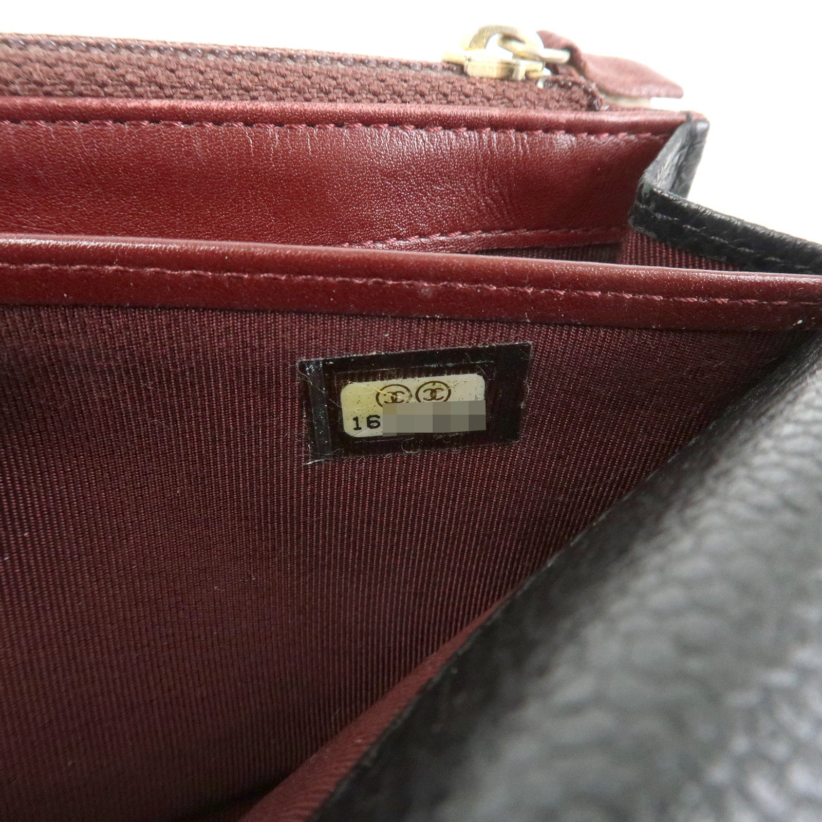 CHANEL COCO Mark Matelasse Caviarskin Long Flap Wallet Black A50096