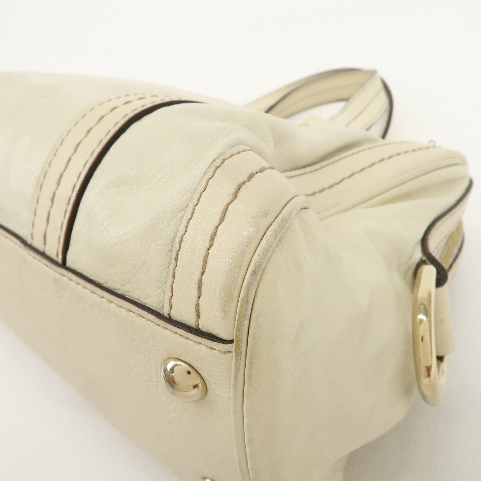 GUCCI Historia Interlocking G Leather Mini Boston Bag Ivory 181487