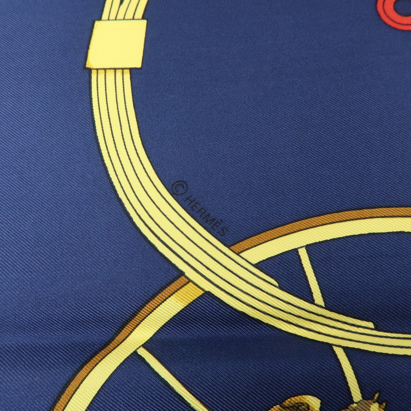 HERMES Carre 90 Silk 100% Scarf SPRINGS Navy Yellow White