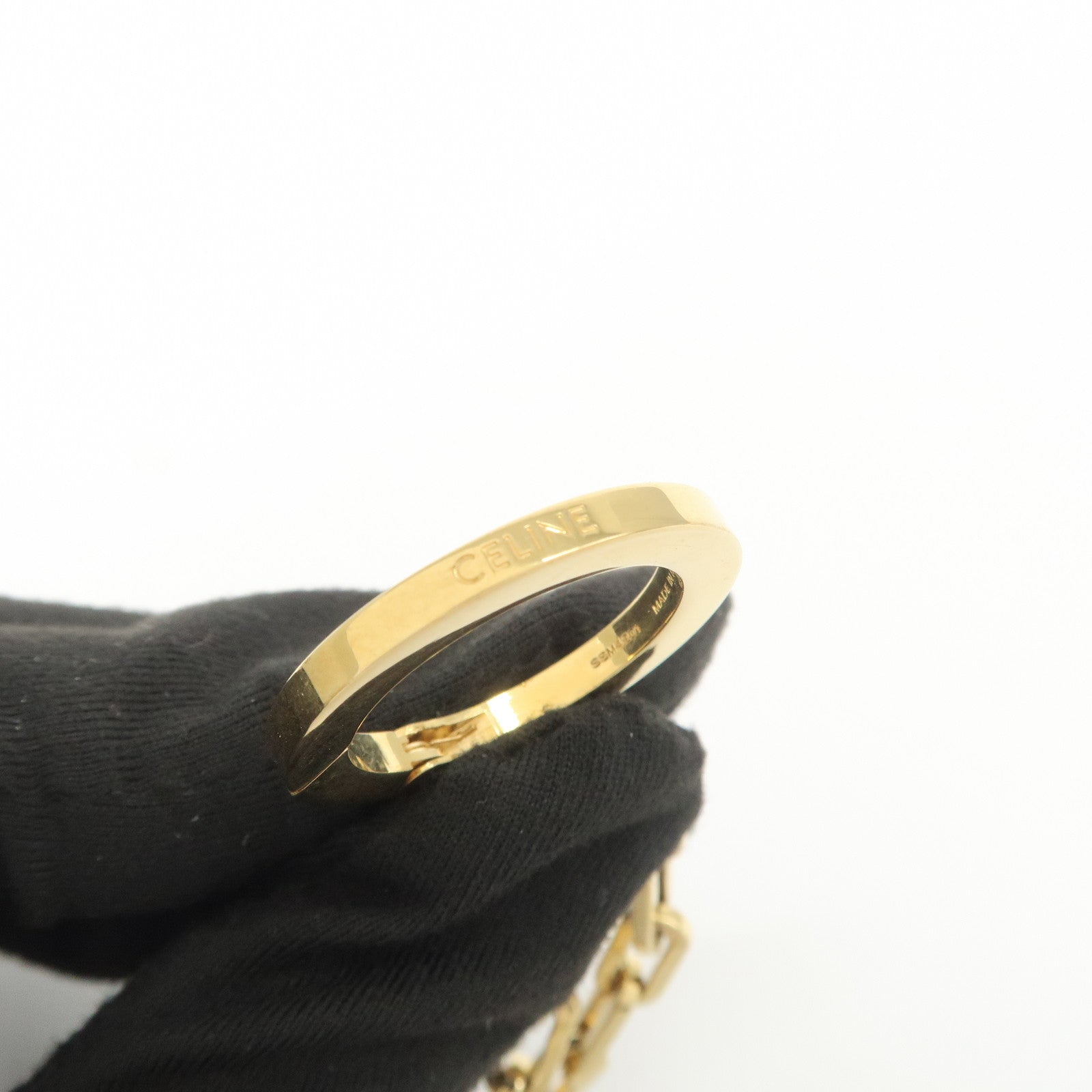 CELINE Triomphe Metal Bag Charm Key Holder Key Charm Gold