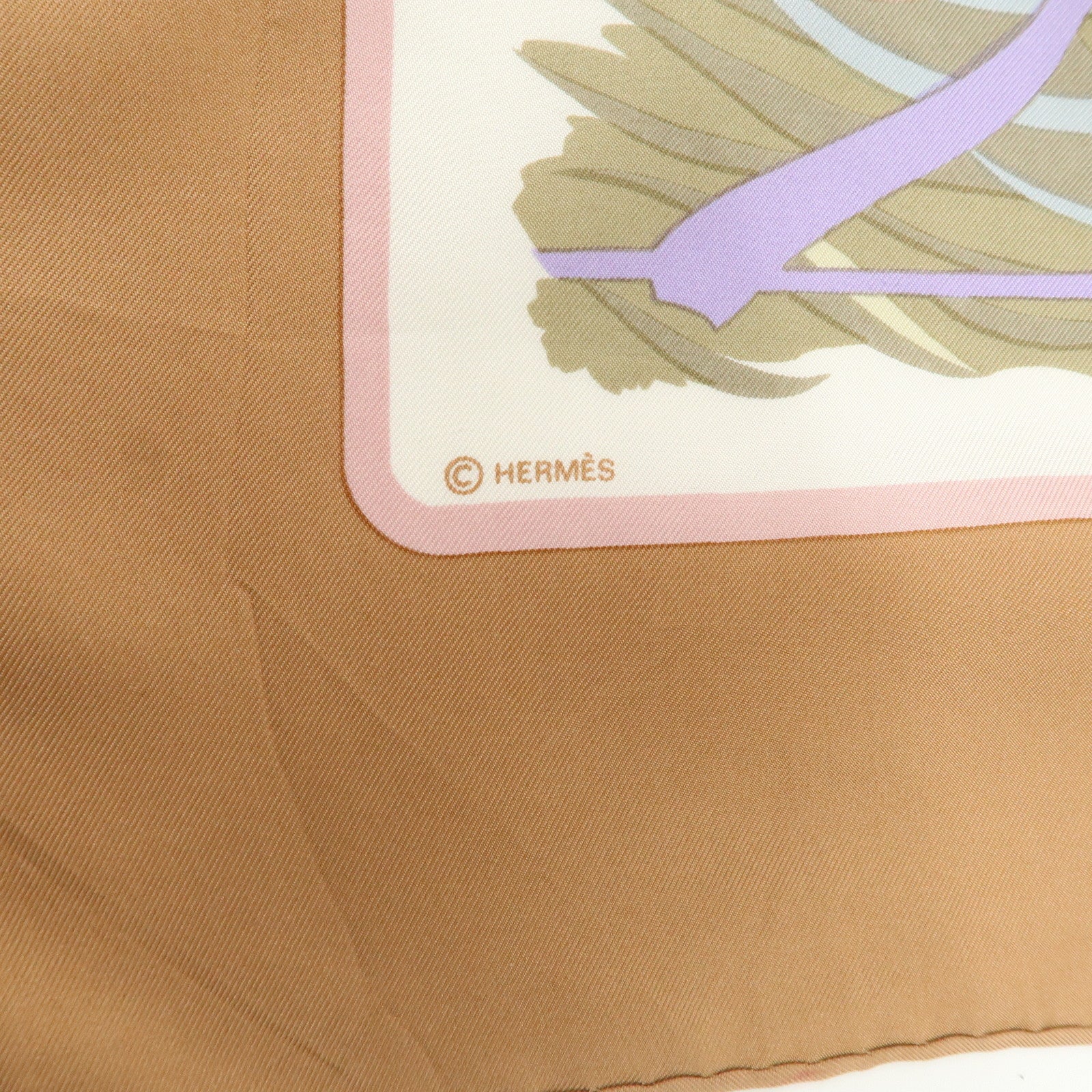 HERMES Carre 90 Silk 100% Scarf COLS VERTS Brown Used
