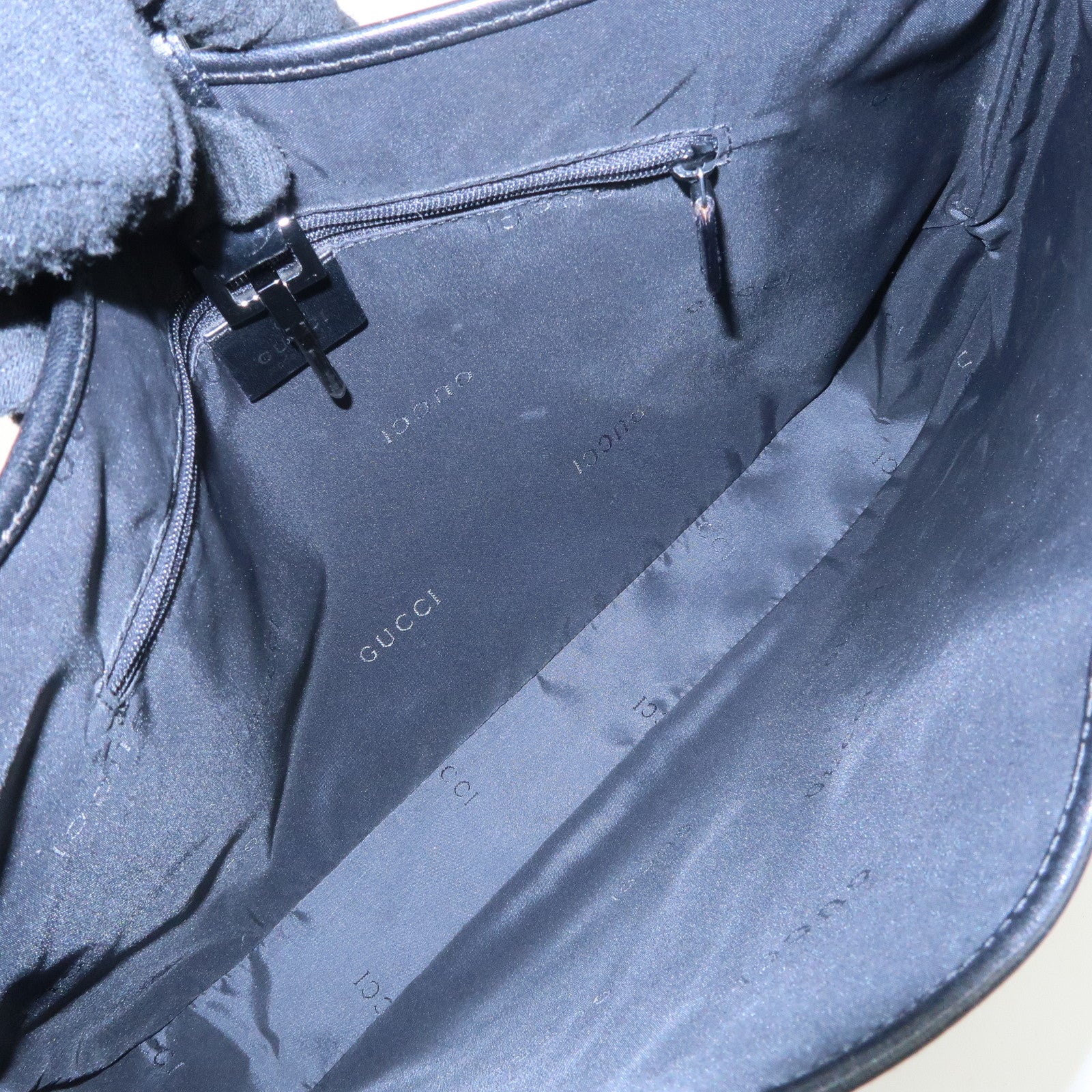 GUCCI Jackie Leather Shoulder Bag Hand Bag Black Silver Hardware 001.3346 Used