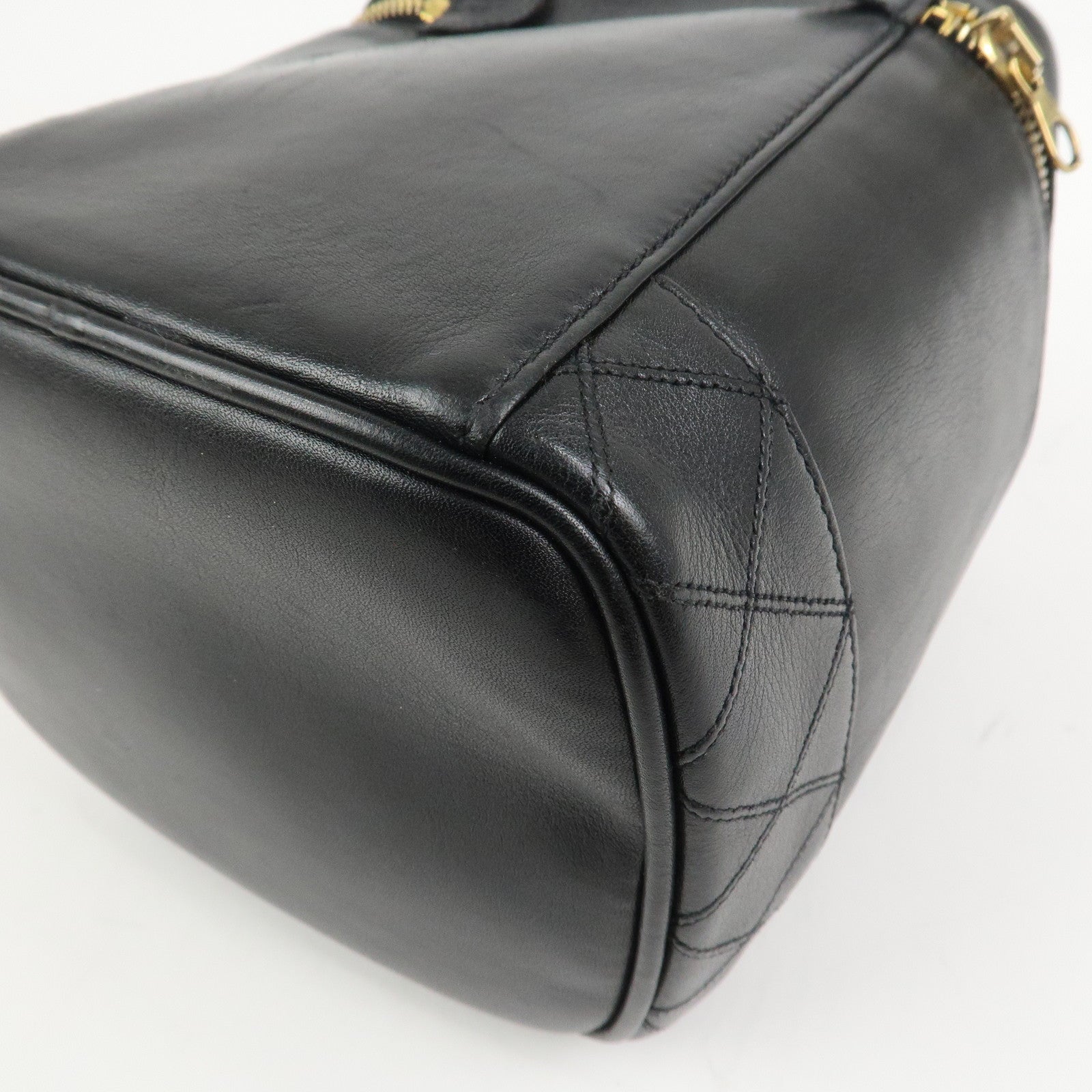 CHANEL Bicolore Lambskin Vanity Bag Hand Bag Black A01619