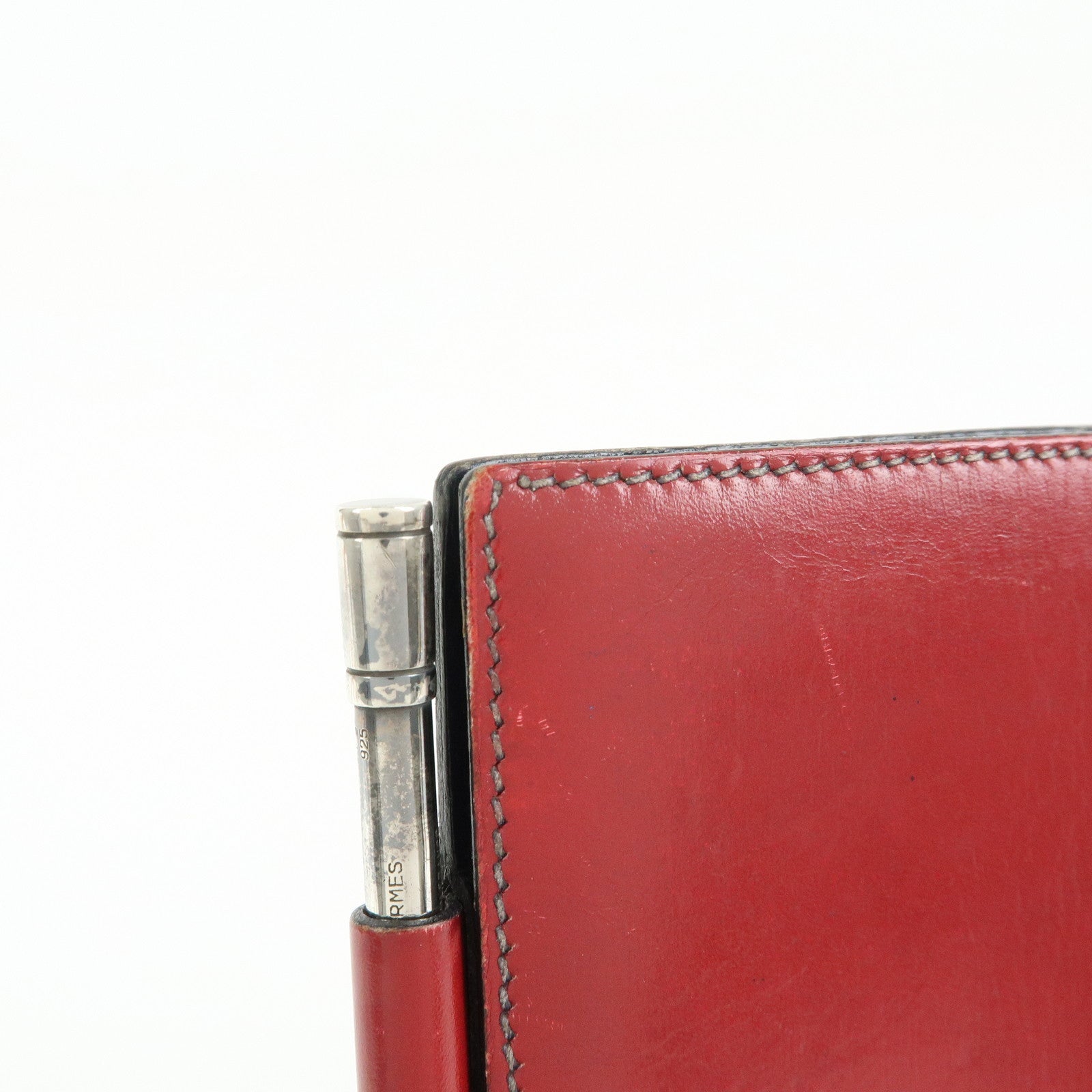 HERMES Box Calf Leather Agenda PM Planner Cover 〇Q Stamped Red