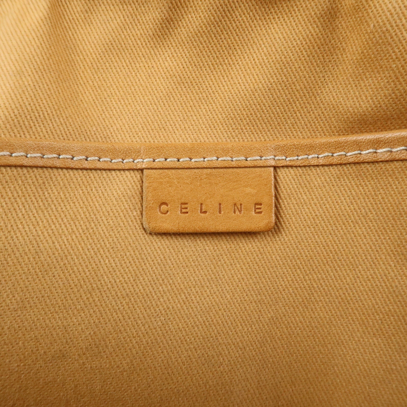 CELINE C Macadam Canvas Leather Shoulder Bag Hand Bag Navy