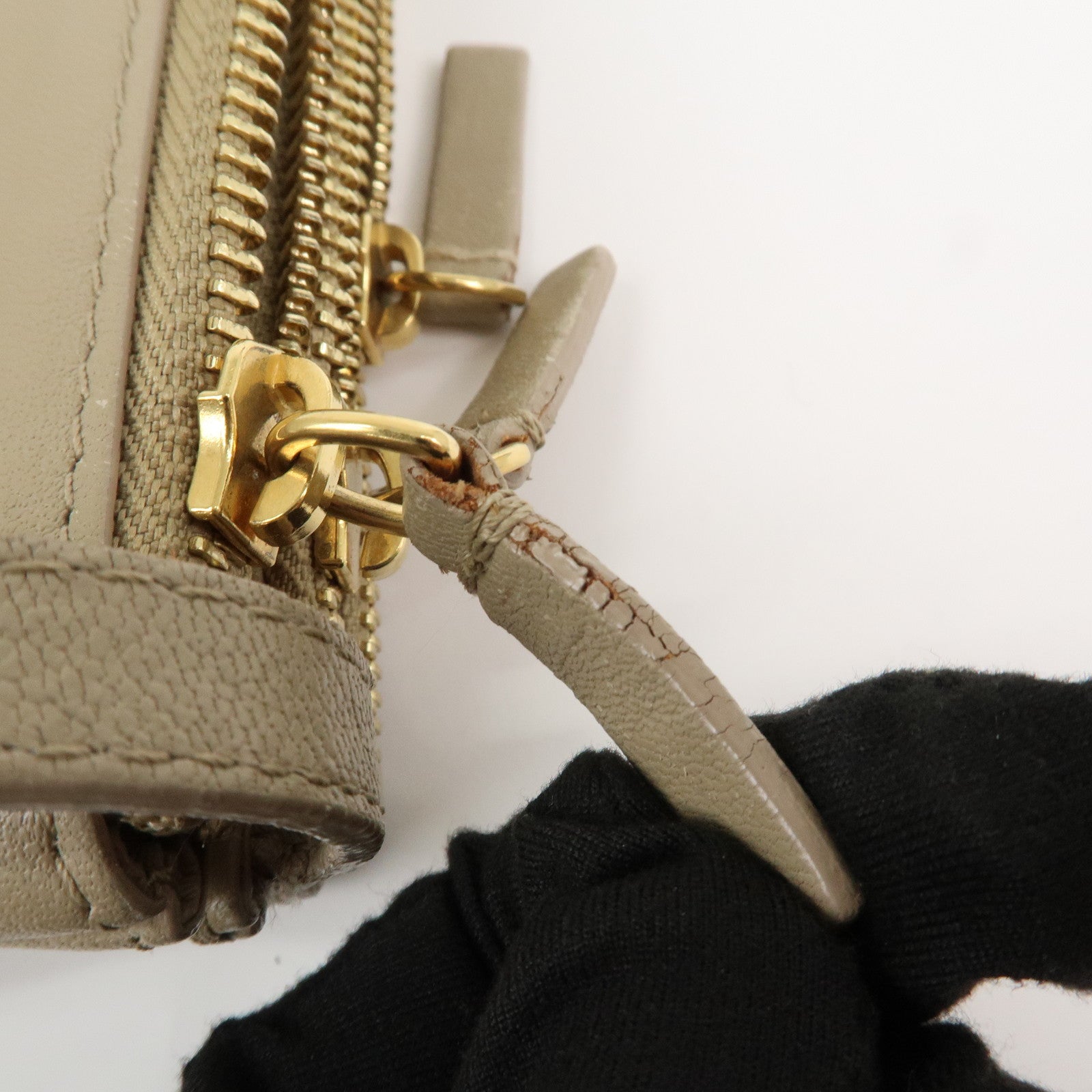 CELINE Calf Skin Trio Bag Shoulder Bag Crossbody Bag Beige